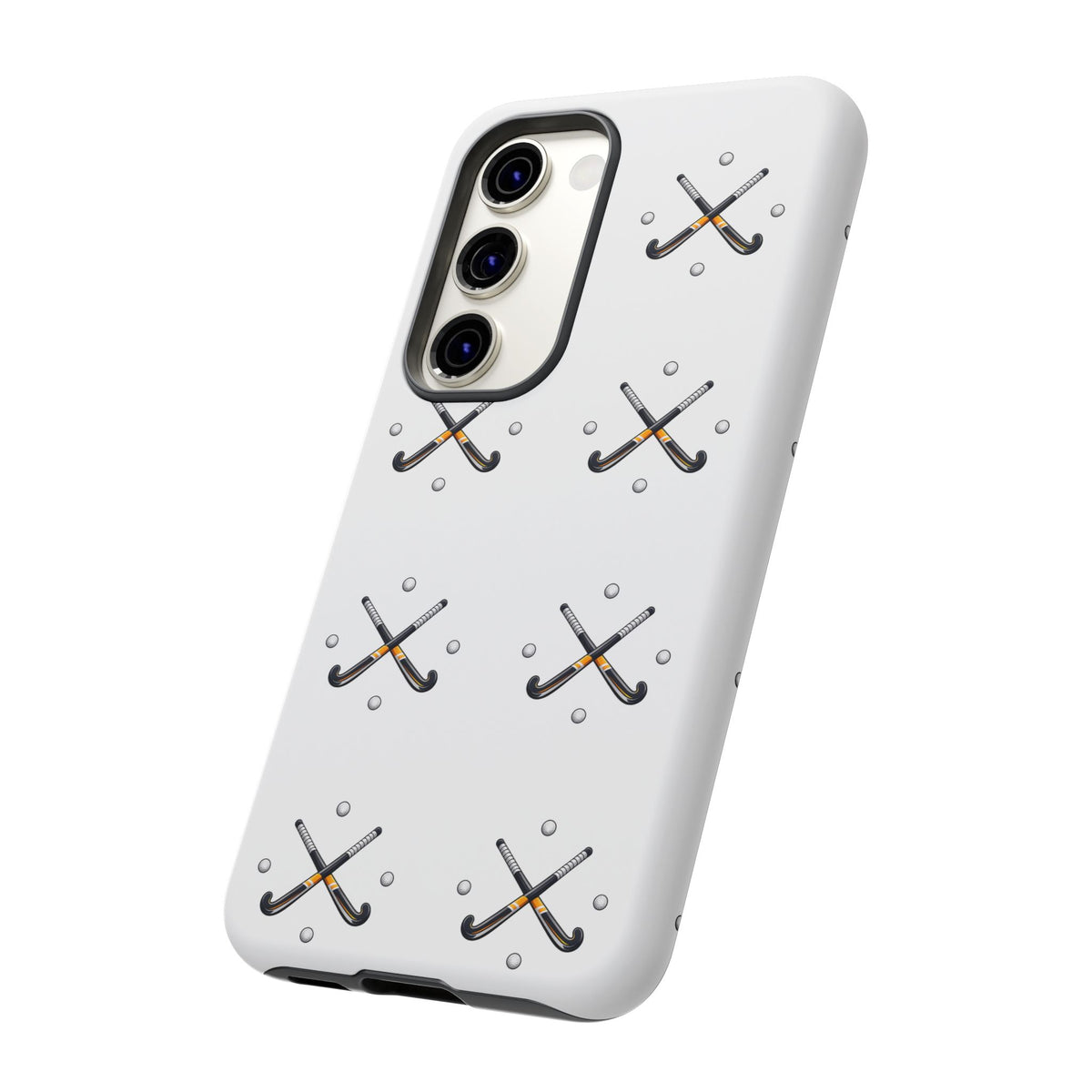 Phone Case, Hockey Repeated Crossed Sticks & Balls Pattern, Tough Case
