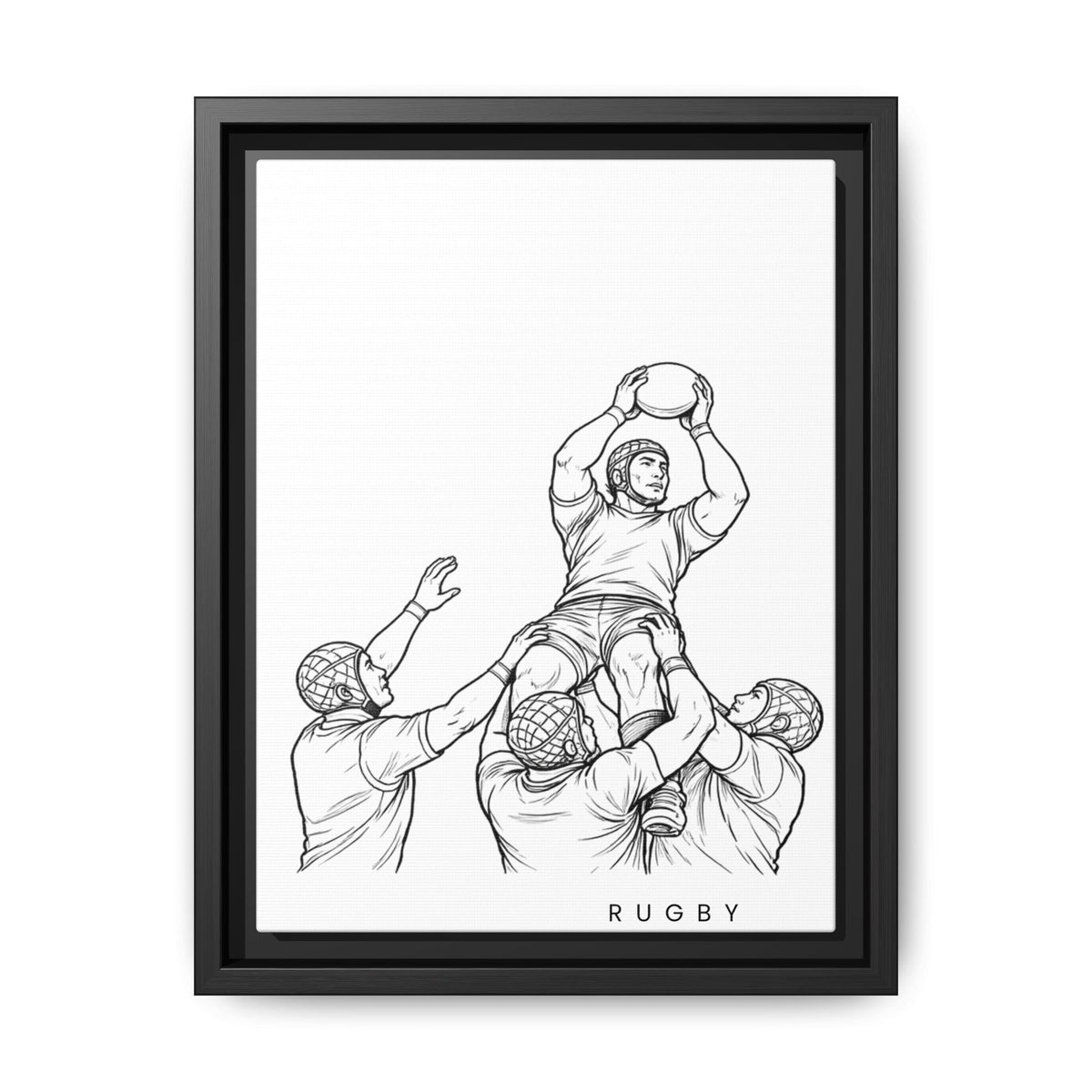Print, Rugby Line-Out, Matte Canvas Print Framed Art