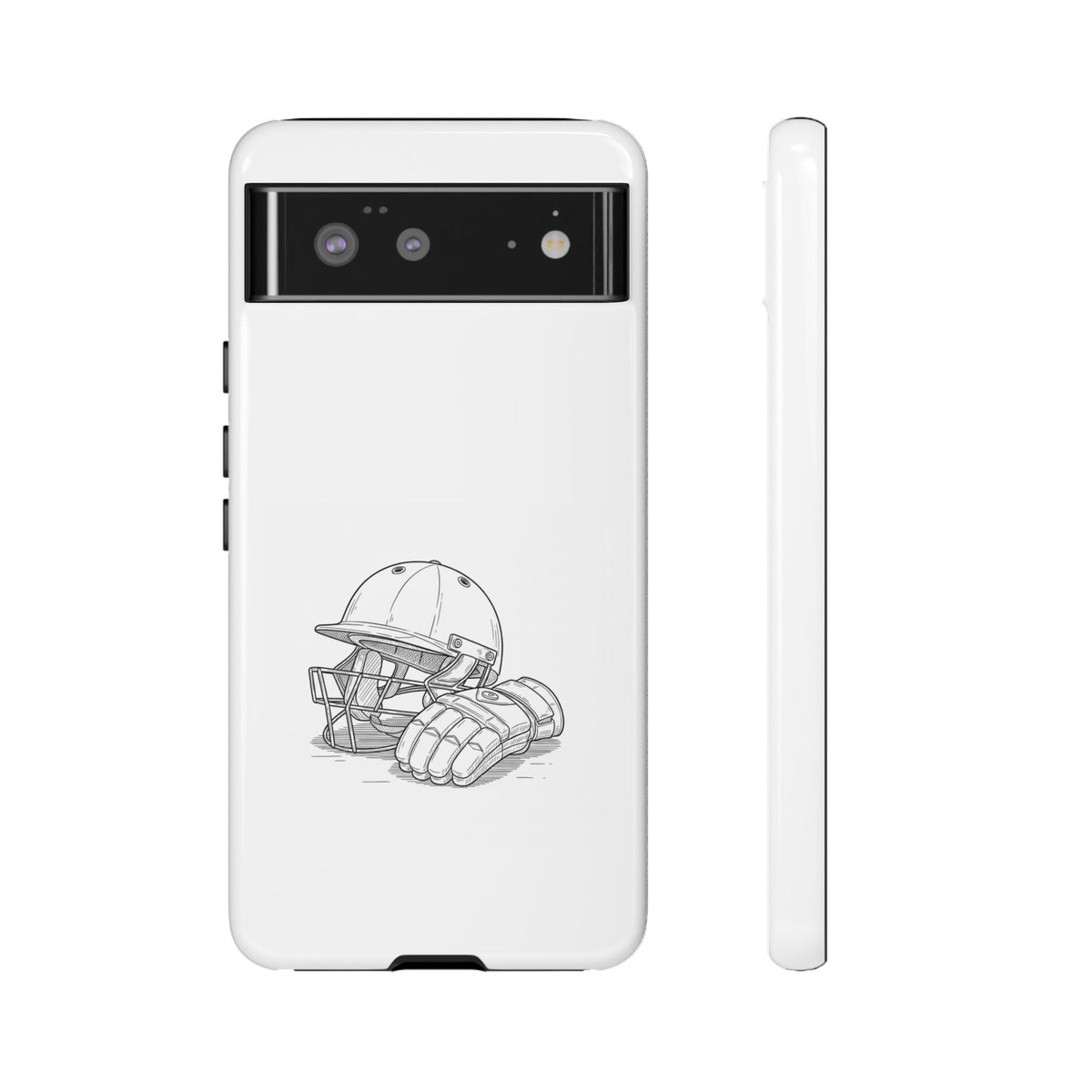Phone Case, Cricket Gloves & Helmet Sketch, Tough Case