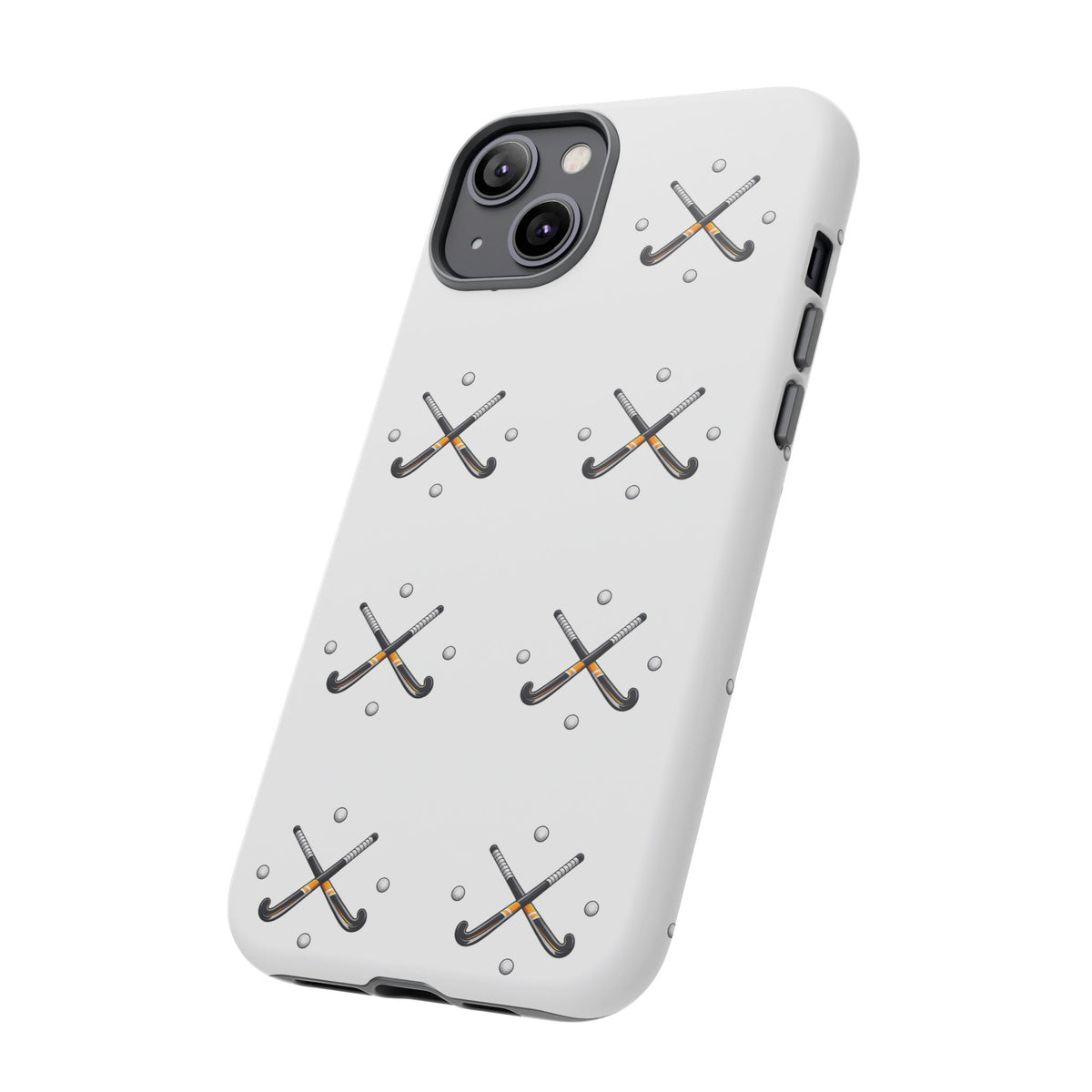 Phone Case, Hockey Repeated Crossed Sticks & Balls Pattern, Tough Case