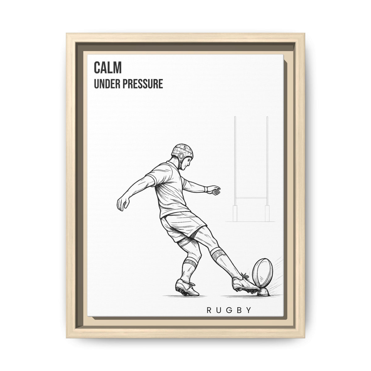 Print, Rugby Conversion Kick - Calm Under Pressure, Matte Canvas Print Framed Art