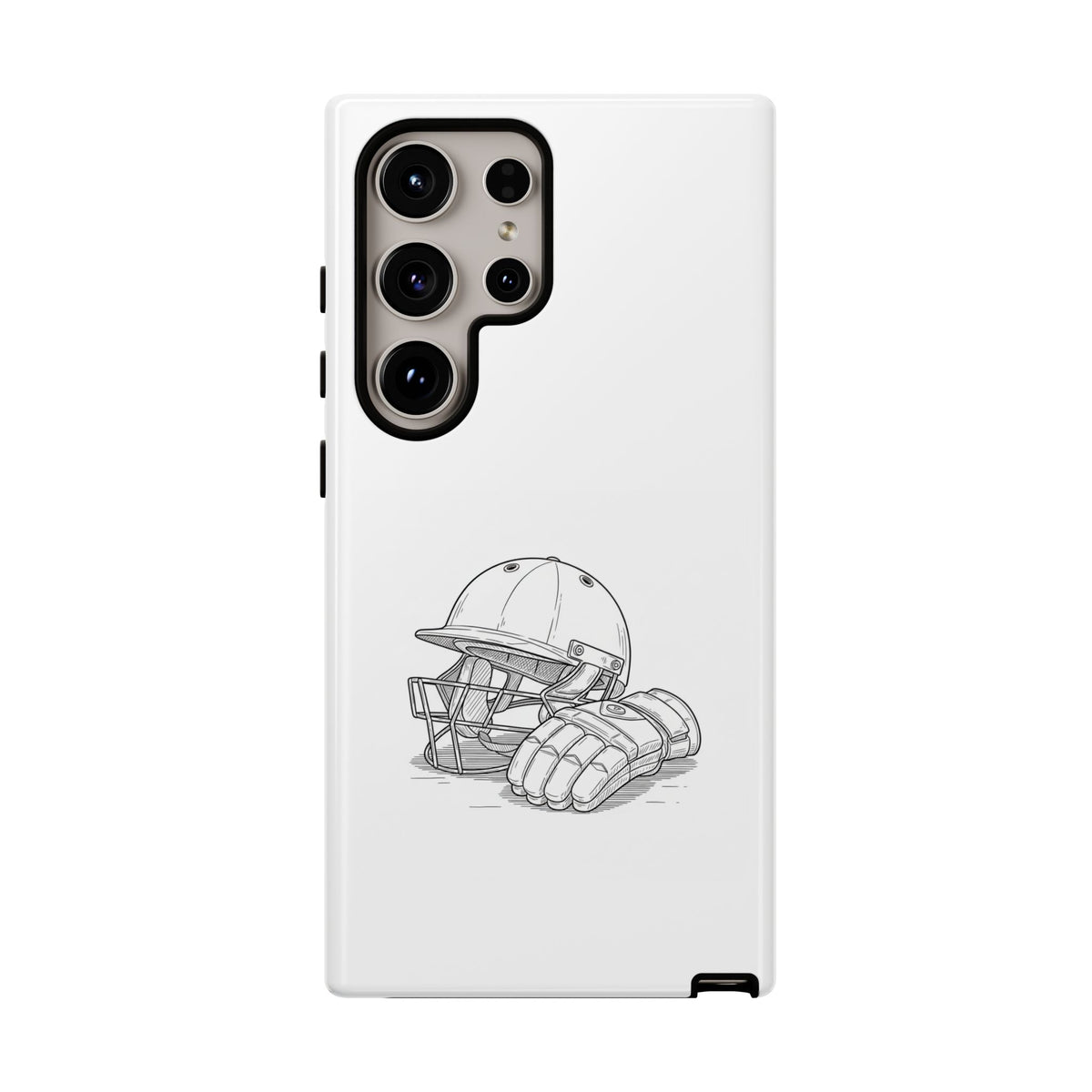 Phone Case, Cricket Gloves & Helmet Sketch, Tough Case