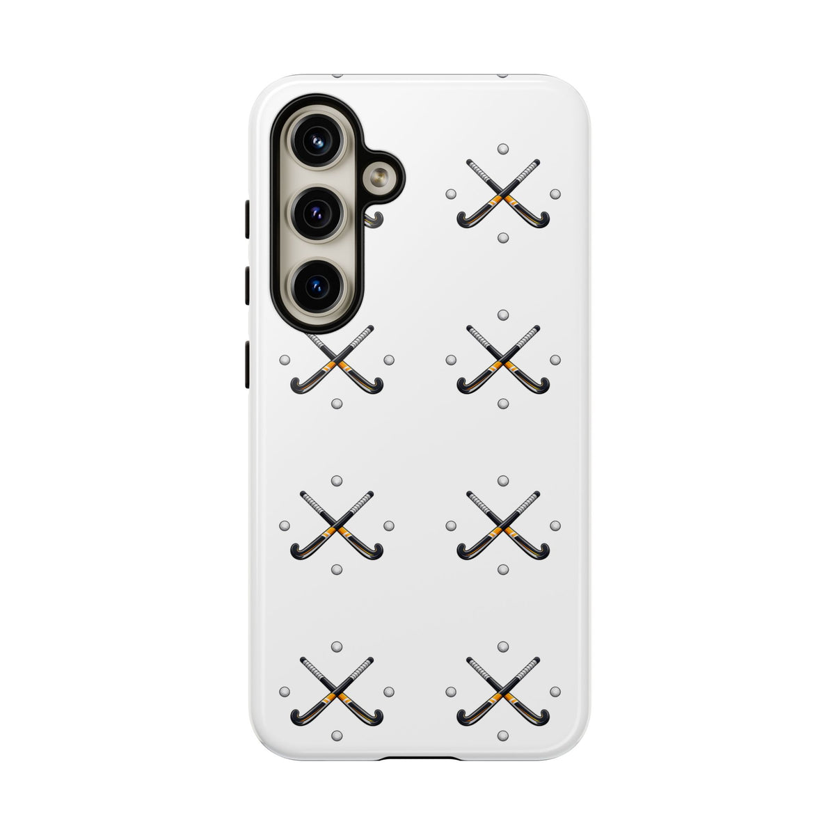 Phone Case, Hockey Repeated Crossed Sticks & Balls Pattern, Tough Case