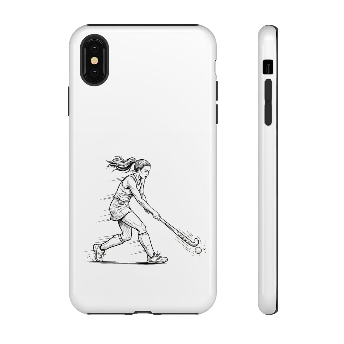 Phone Case, Hockey, Female  Player Minimalist sketch design, Tough Case