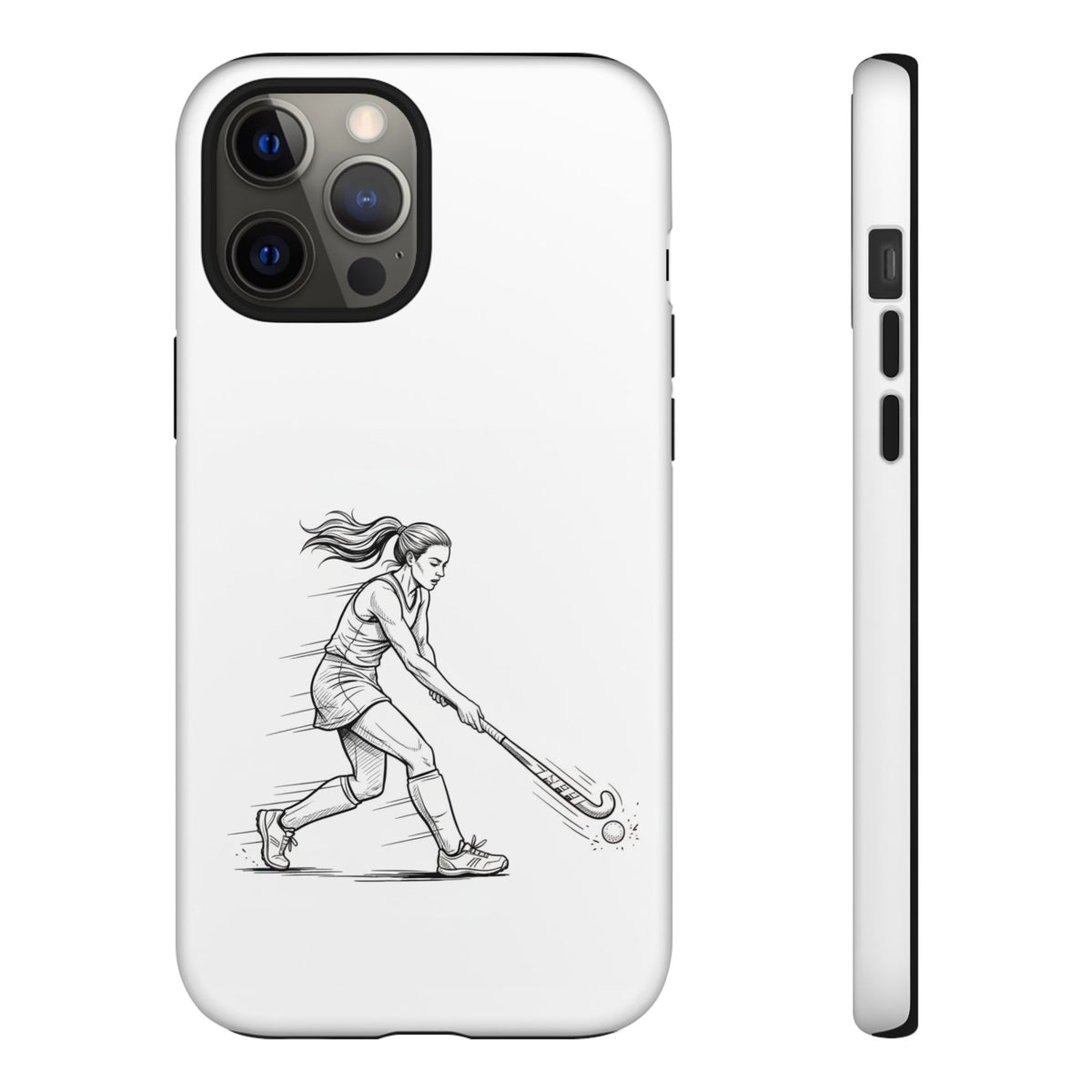 Phone Case, Hockey, Female  Player Minimalist sketch design, Tough Case
