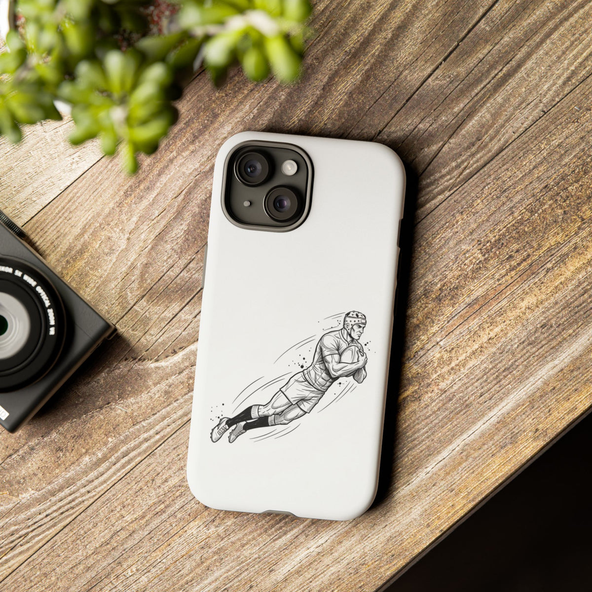 Phone Case, Rugby Try Swan Dive Minimalist Sketch design, Tough Case