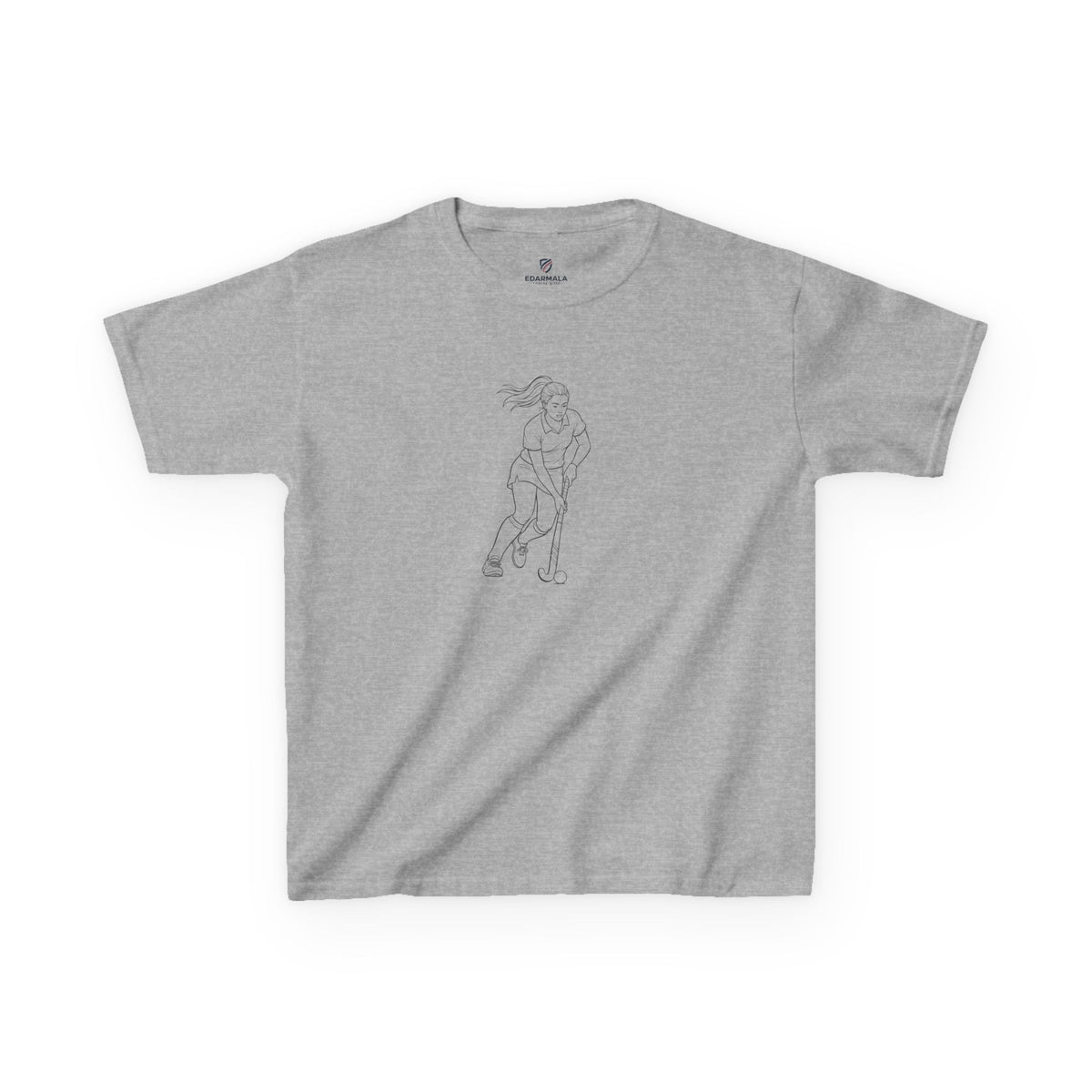 T Shirt Kids, Hockey female player minimalist sketch design, Cotton, Various Colours