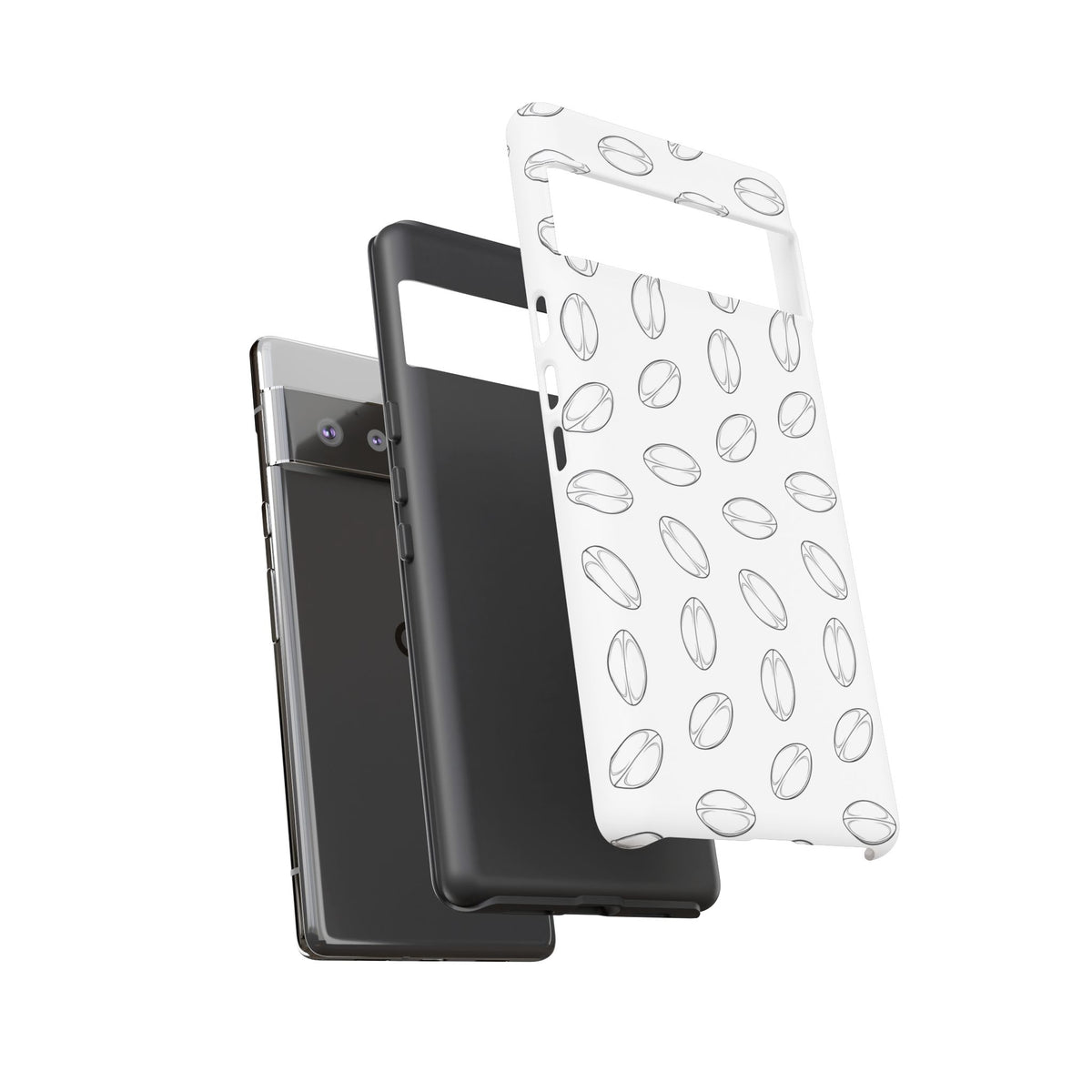 Phone Case, Rugby Ball Minimalist Sketch Pattern, Tough Case