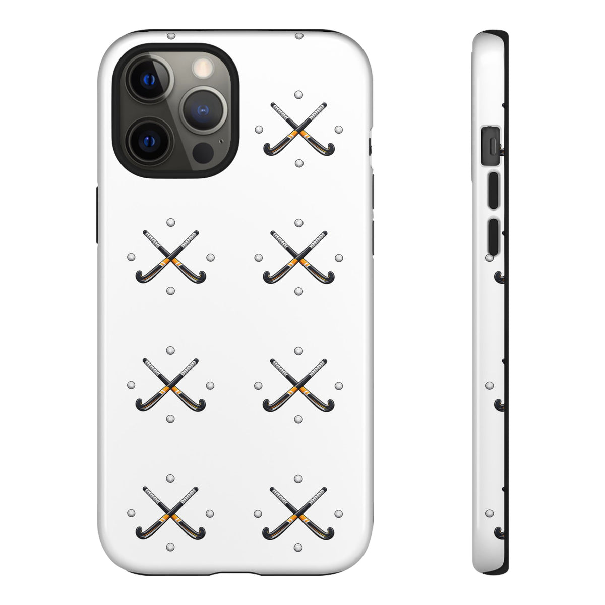 Phone Case, Hockey Repeated Crossed Sticks & Balls Pattern, Tough Case