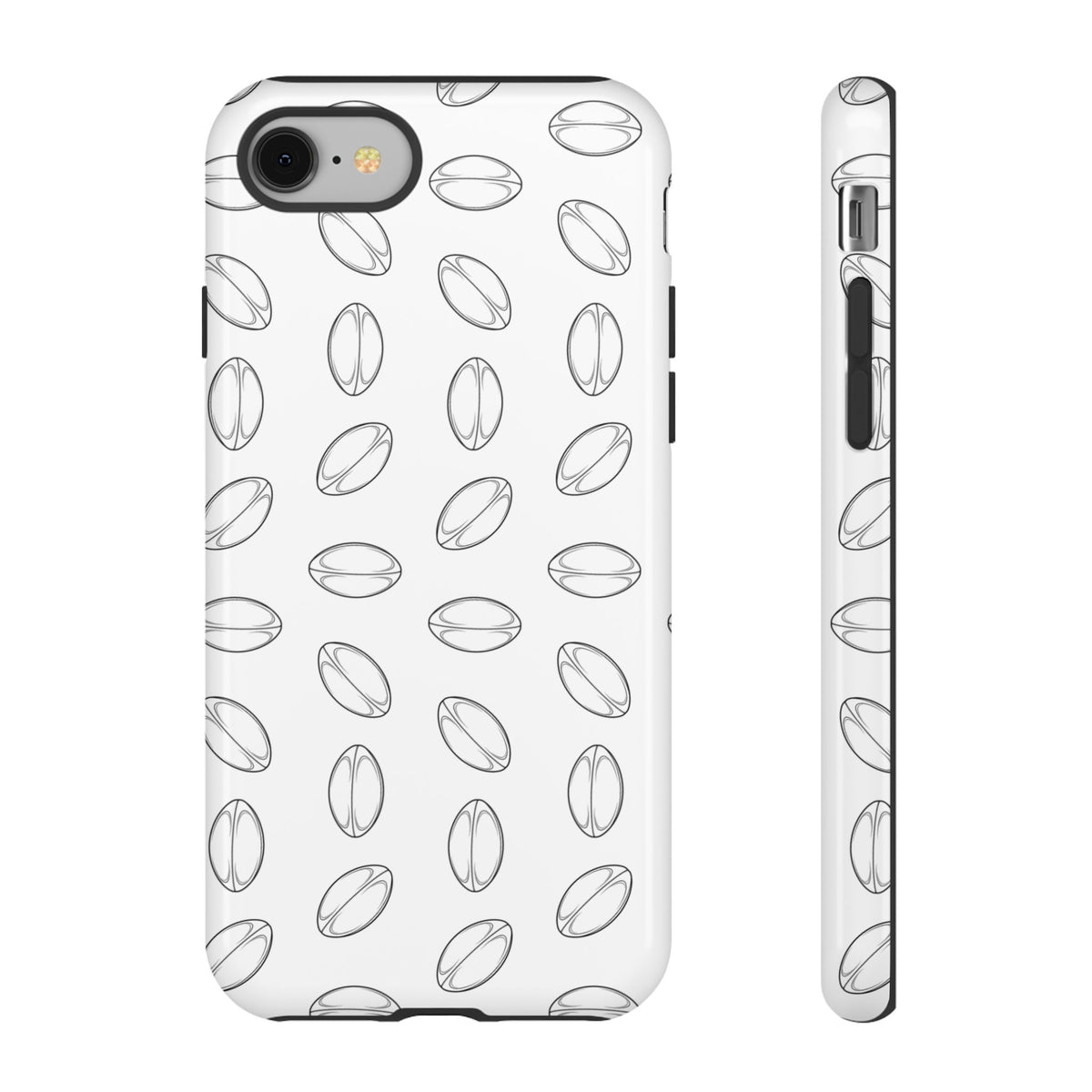 Phone Case, Rugby Ball Minimalist Sketch Pattern, Tough Case