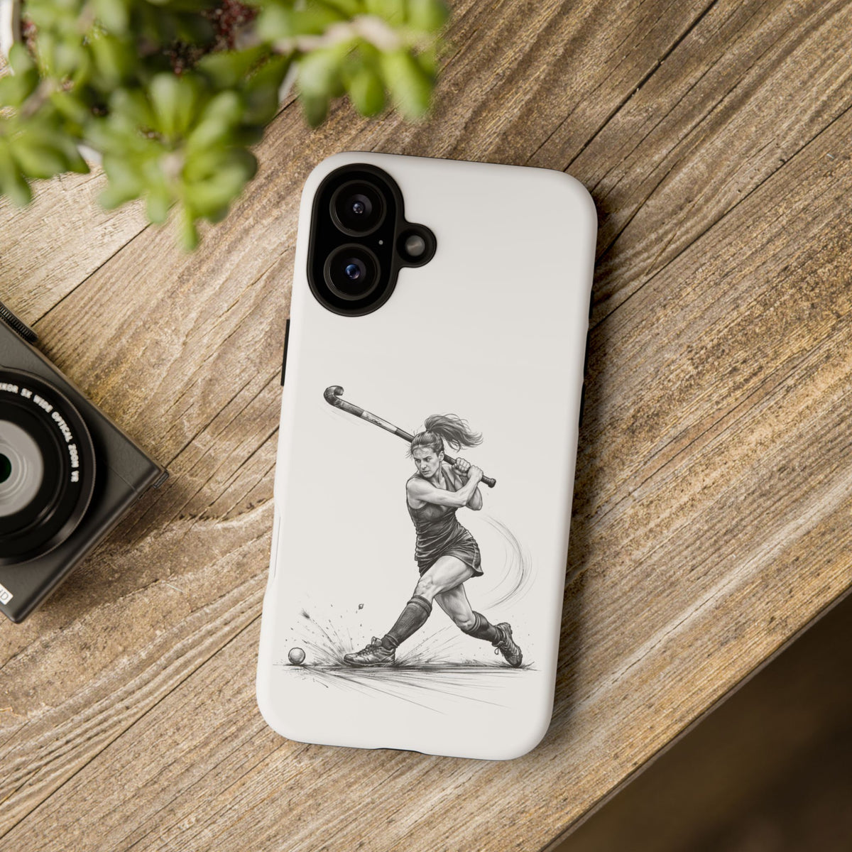Phone Case, Hockey, Female Player "Tomahawk" shot design, Tough Case