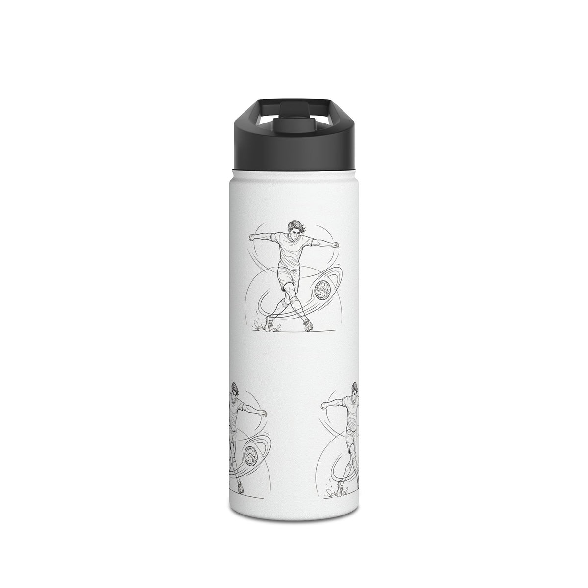 Water Bottle, Football Skills repeat pattern design, Stainless Steel