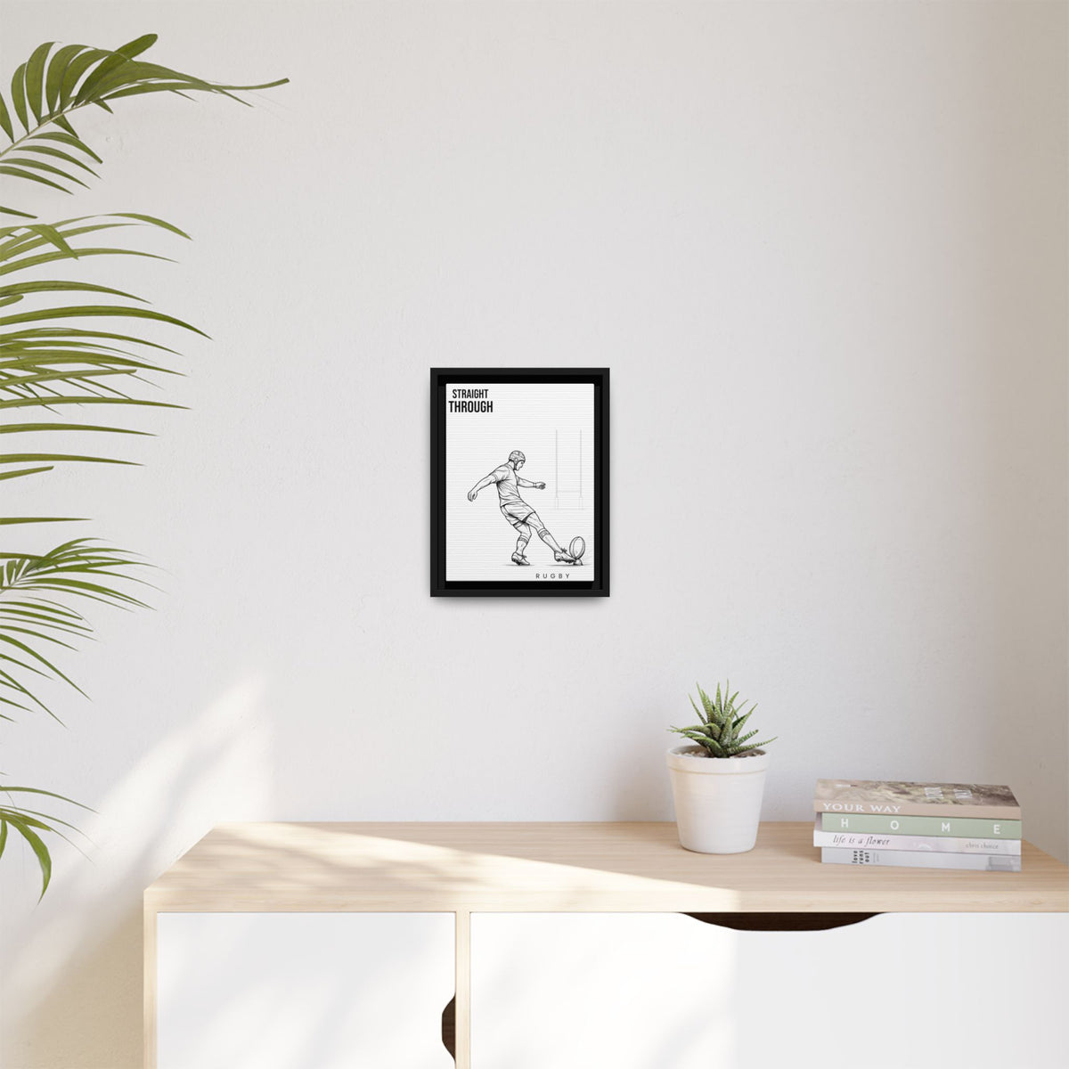 Print, Rugby Conversion Kick - Straight Through, Matte Canvas Print Framed Art