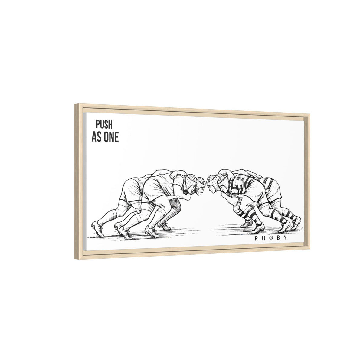 Print, Rugby Scrum, "Push As One" , Matte Canvas Print Framed Art