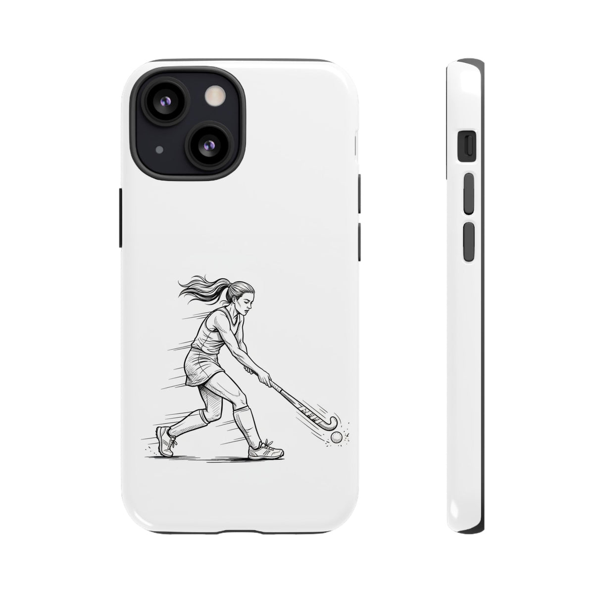 Phone Case, Hockey, Female  Player Minimalist sketch design, Tough Case