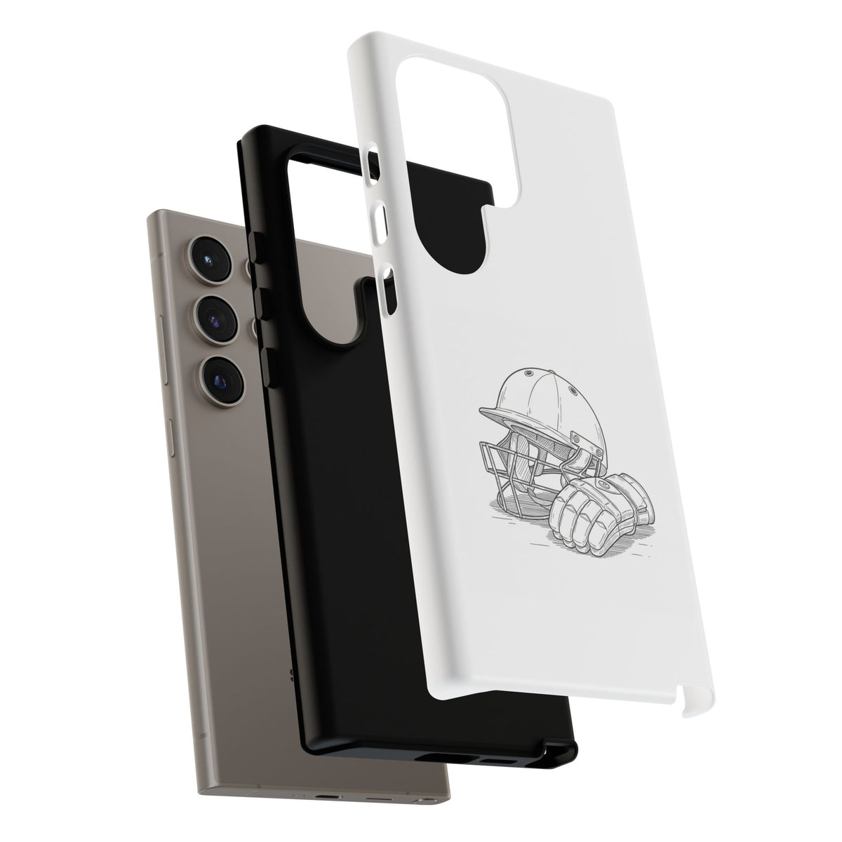 Phone Case, Cricket Gloves & Helmet Sketch, Tough Case