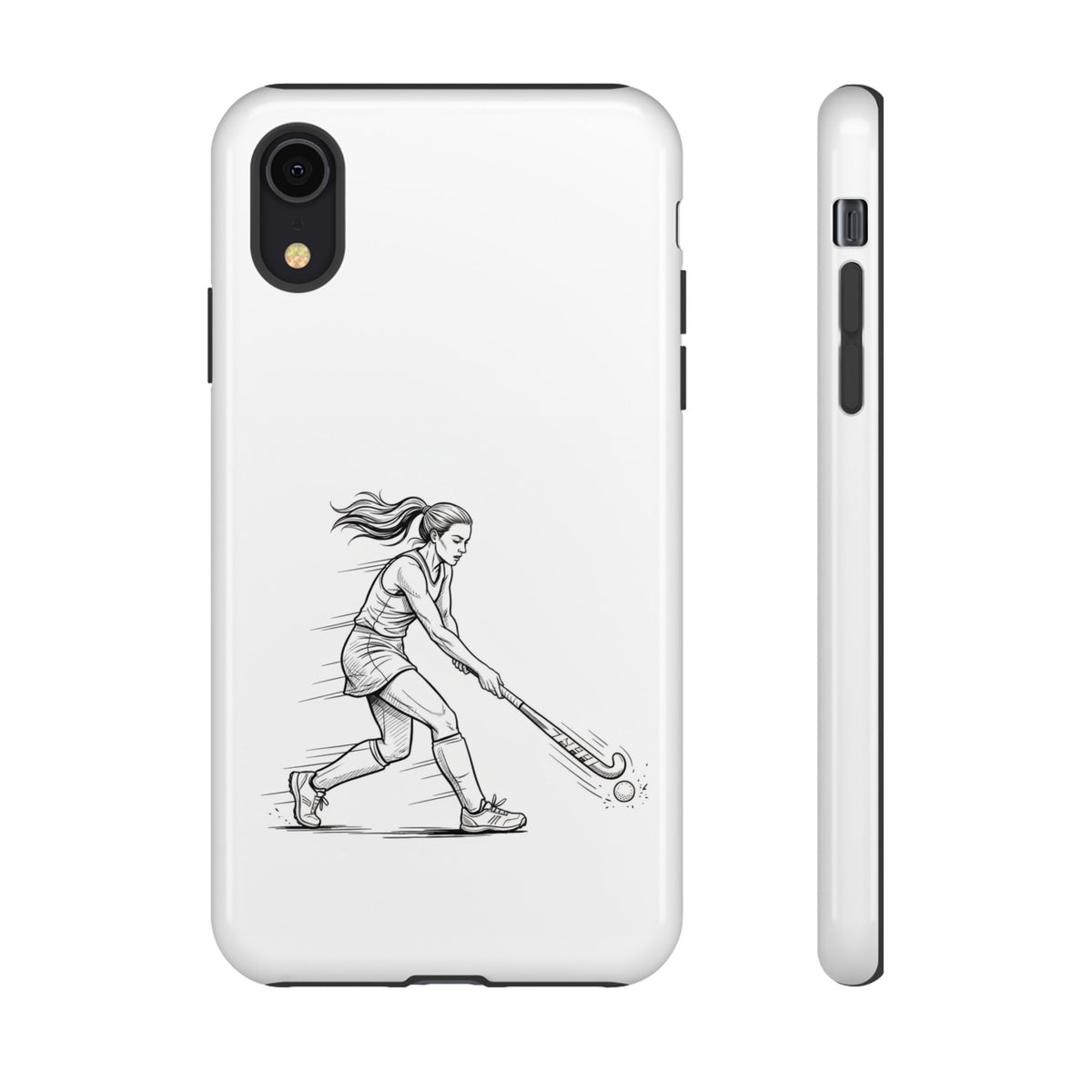 Phone Case, Hockey, Female  Player Minimalist sketch design, Tough Case