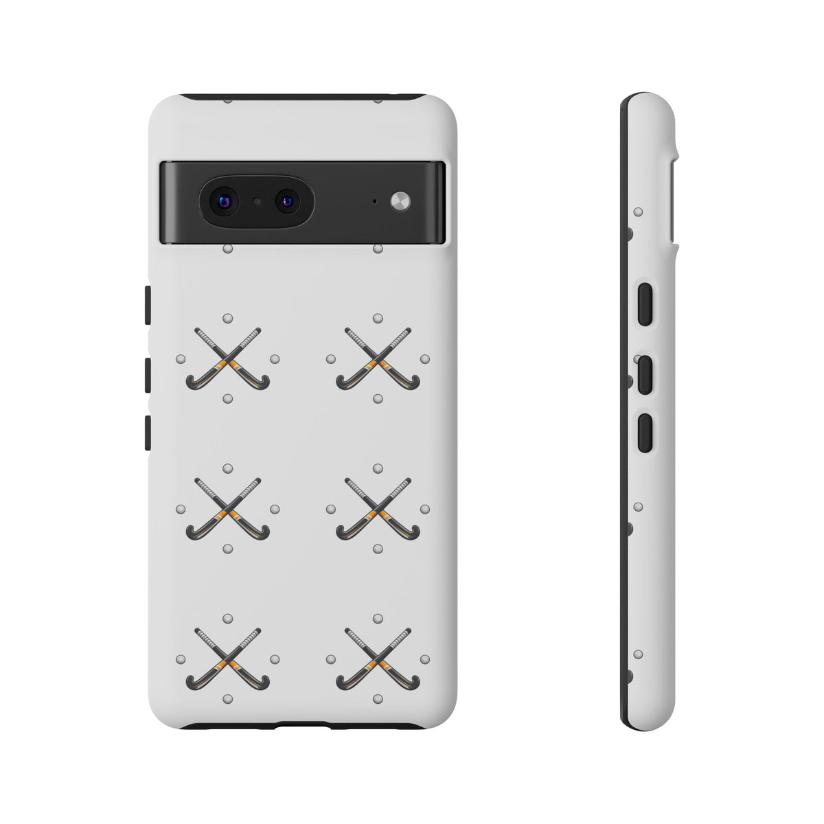 Phone Case, Hockey Repeated Crossed Sticks & Balls Pattern, Tough Case