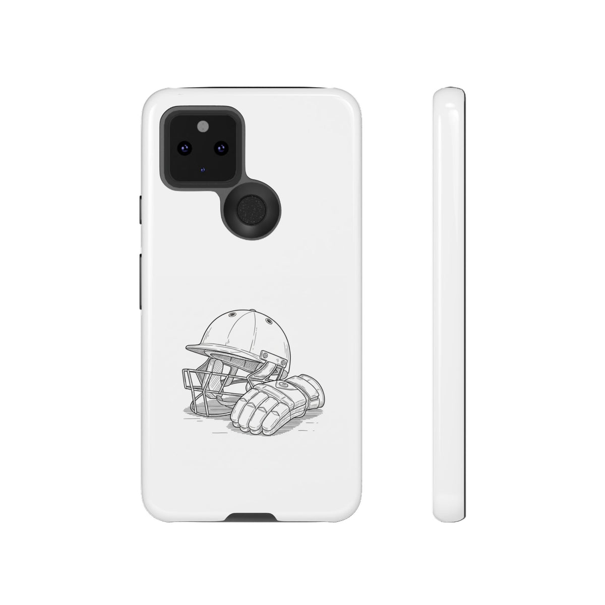 Phone Case, Cricket Gloves & Helmet Sketch, Tough Case