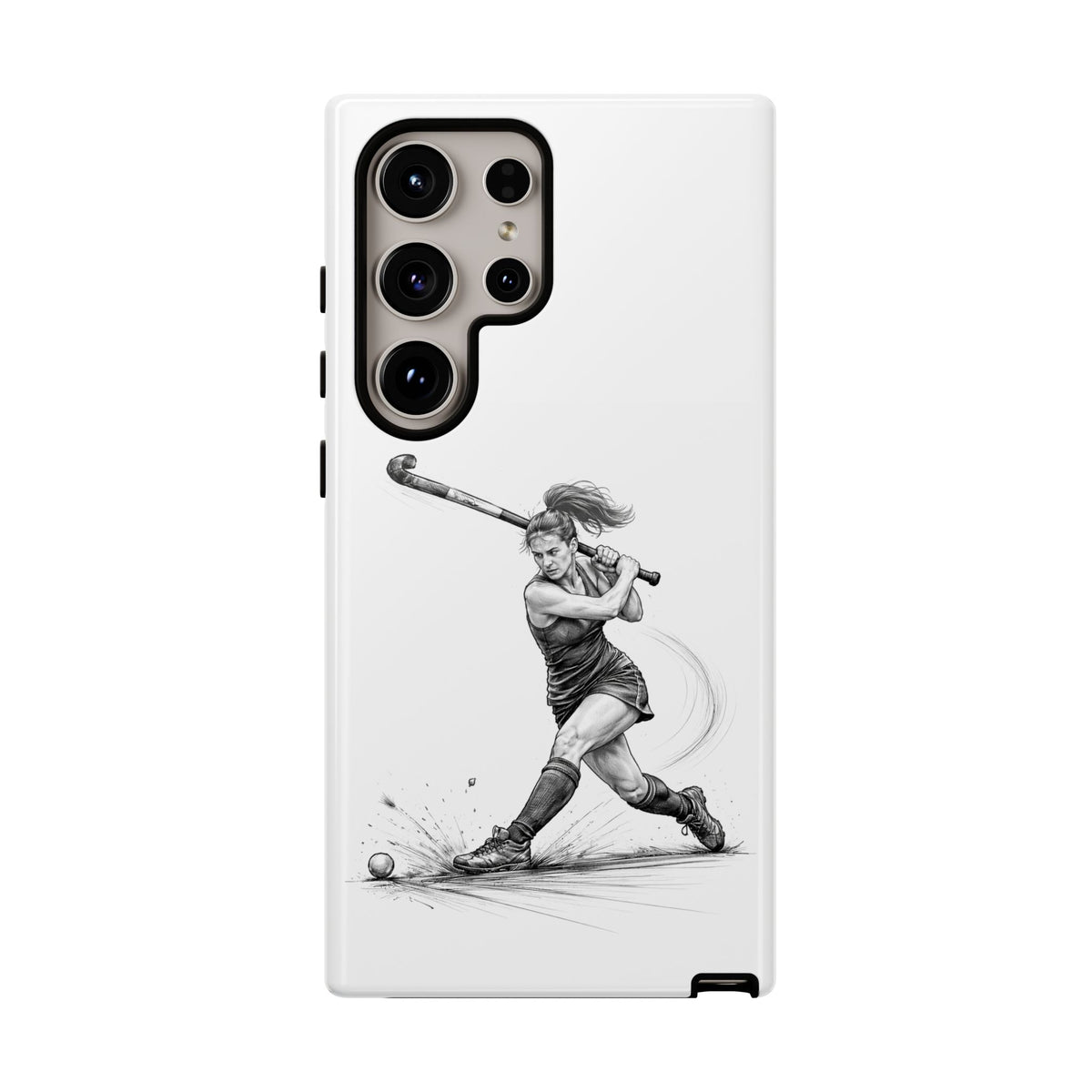 Phone Case, Hockey, Female Player "Tomahawk" shot design, Tough Case