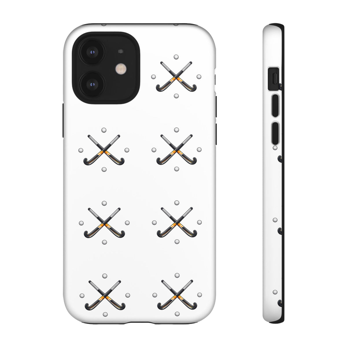 Phone Case, Hockey Repeated Crossed Sticks & Balls Pattern, Tough Case