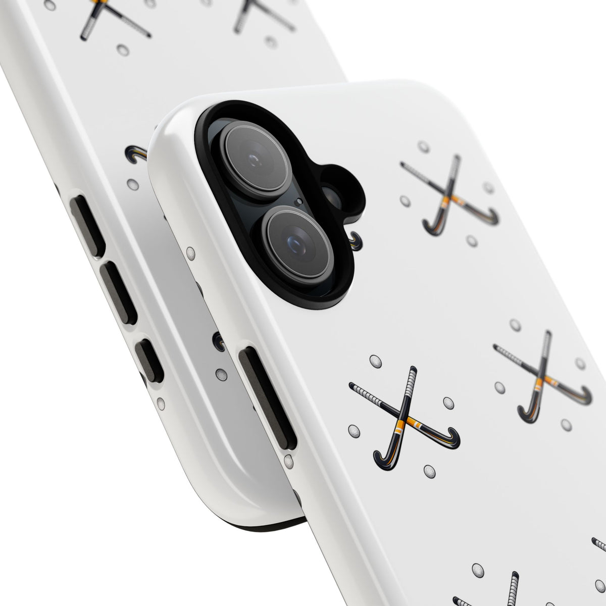 Phone Case, Hockey Repeated Crossed Sticks & Balls Pattern, Tough Case