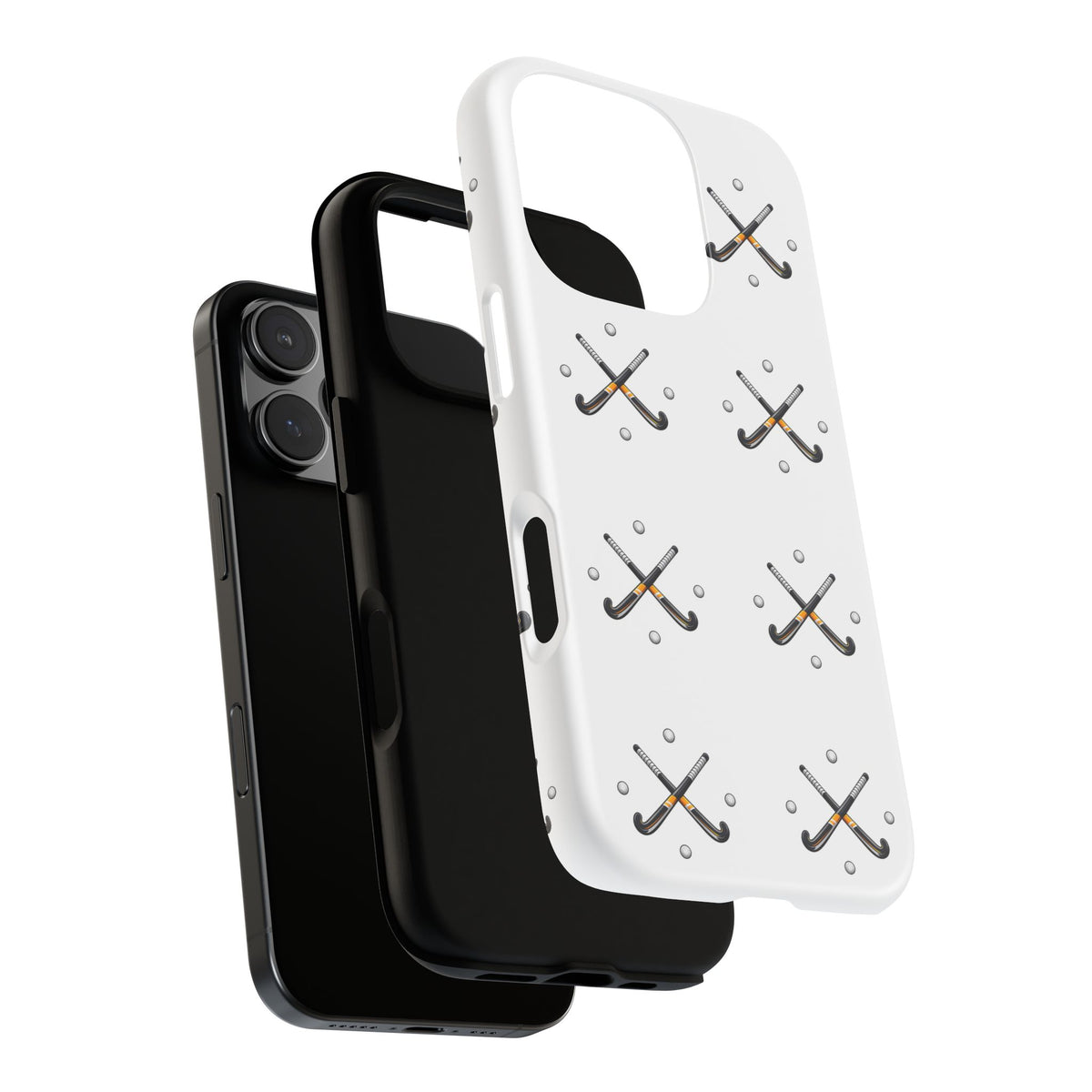 Phone Case, Hockey Repeated Crossed Sticks & Balls Pattern, Tough Case