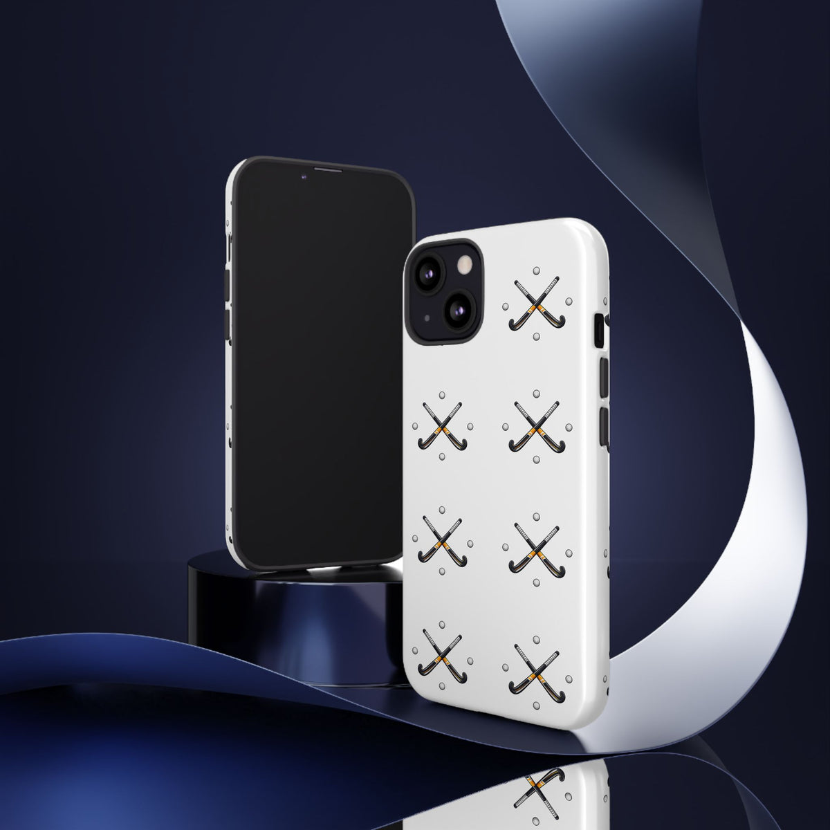 Phone Case, Hockey Repeated Crossed Sticks & Balls Pattern, Tough Case