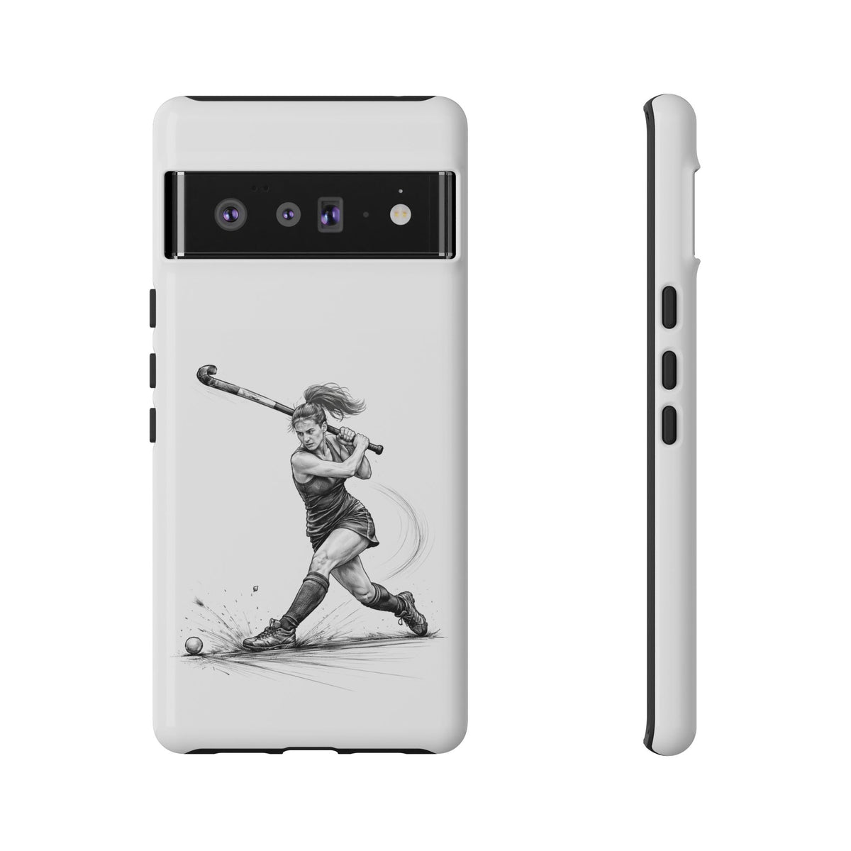Phone Case, Hockey, Female Player "Tomahawk" shot design, Tough Case