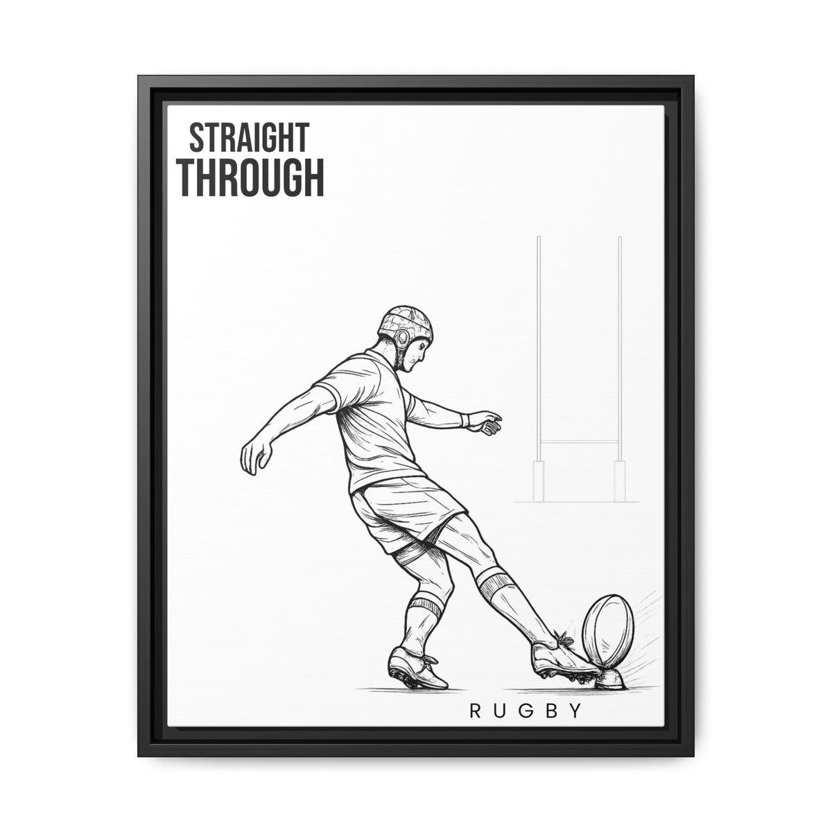 Print, Rugby Conversion Kick - Straight Through, Matte Canvas Print Framed Art