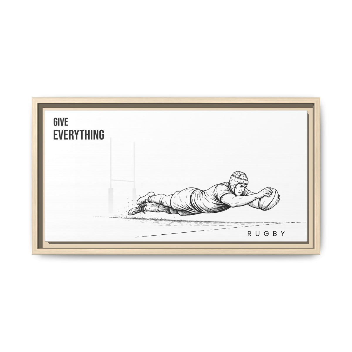 Print, Rugby Try, "Give Everything"  Matte Canvas Framed Wall Art