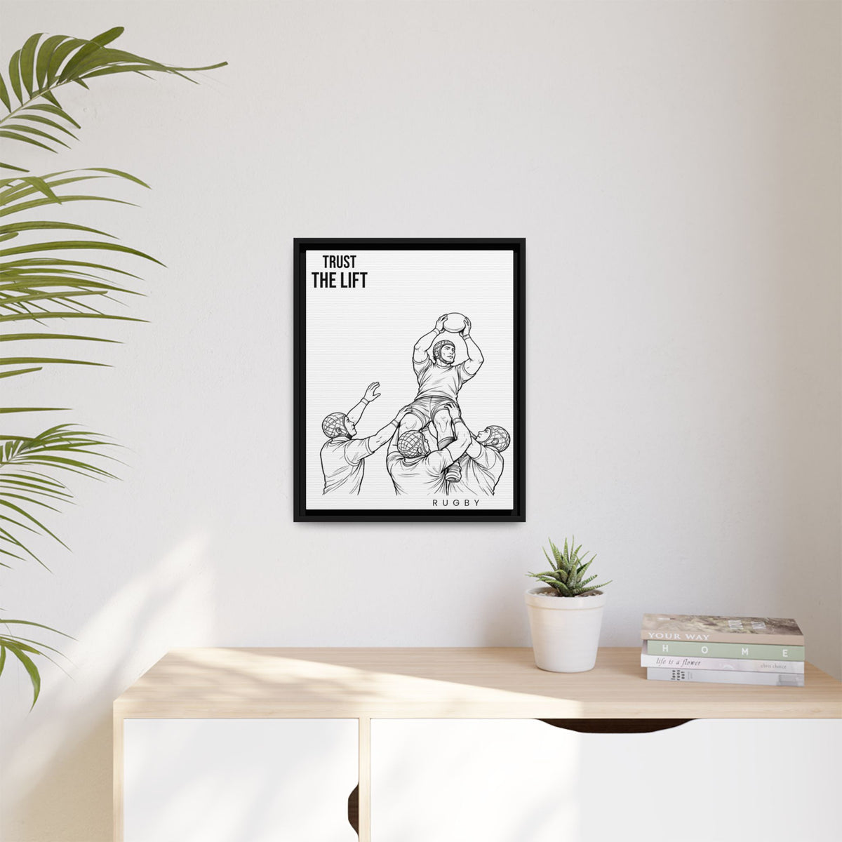 Print, Rugby Line-Out Trust The Lift , Matte Canvas Print Framed Art