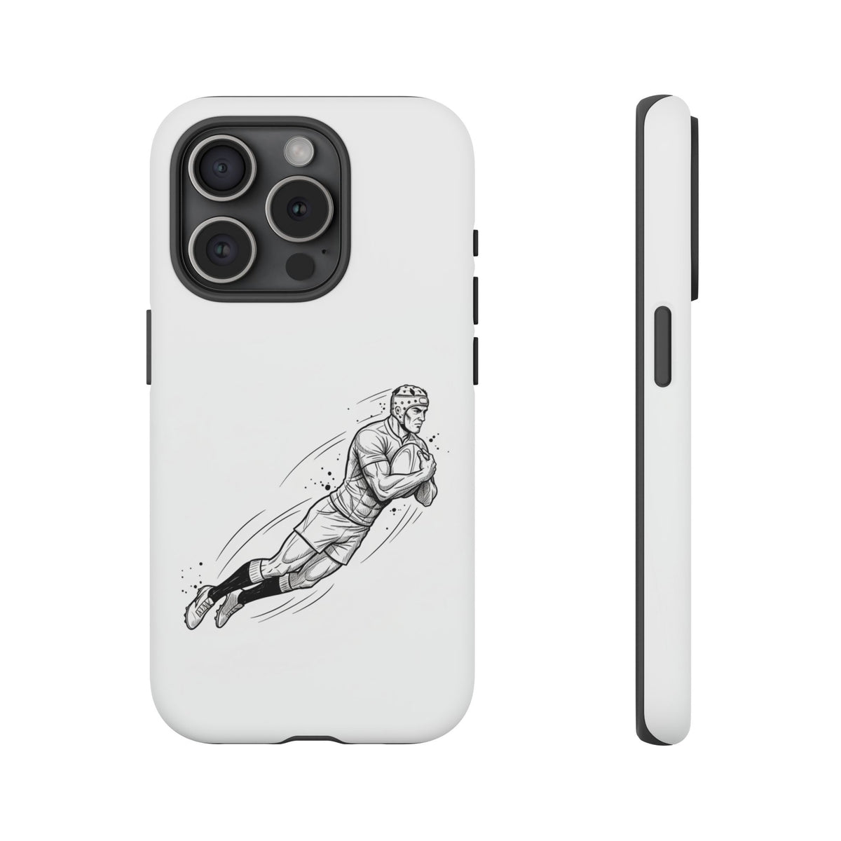 Phone Case, Rugby Try Swan Dive Minimalist Sketch design, Tough Case