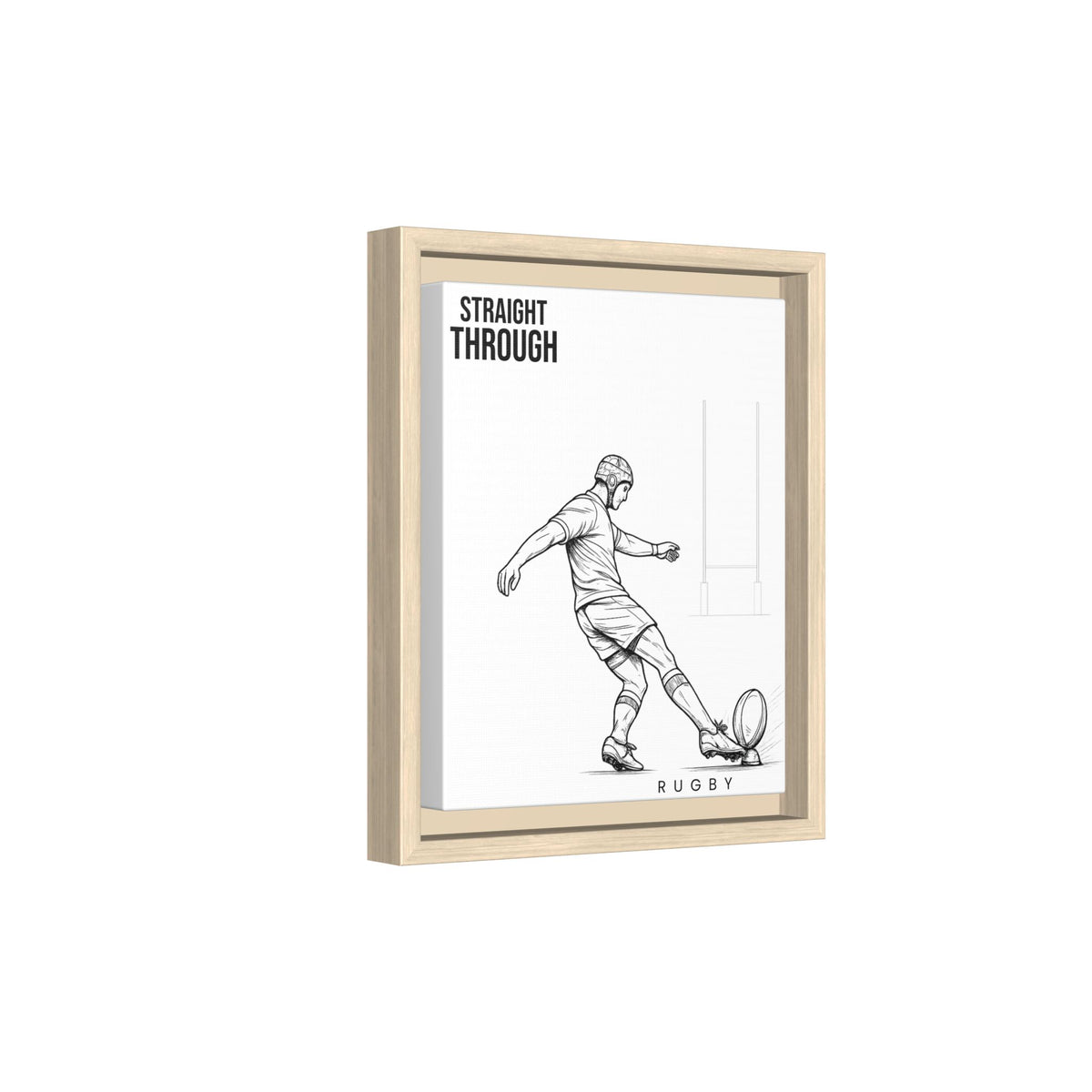 Print, Rugby Conversion Kick - Straight Through, Matte Canvas Print Framed Art