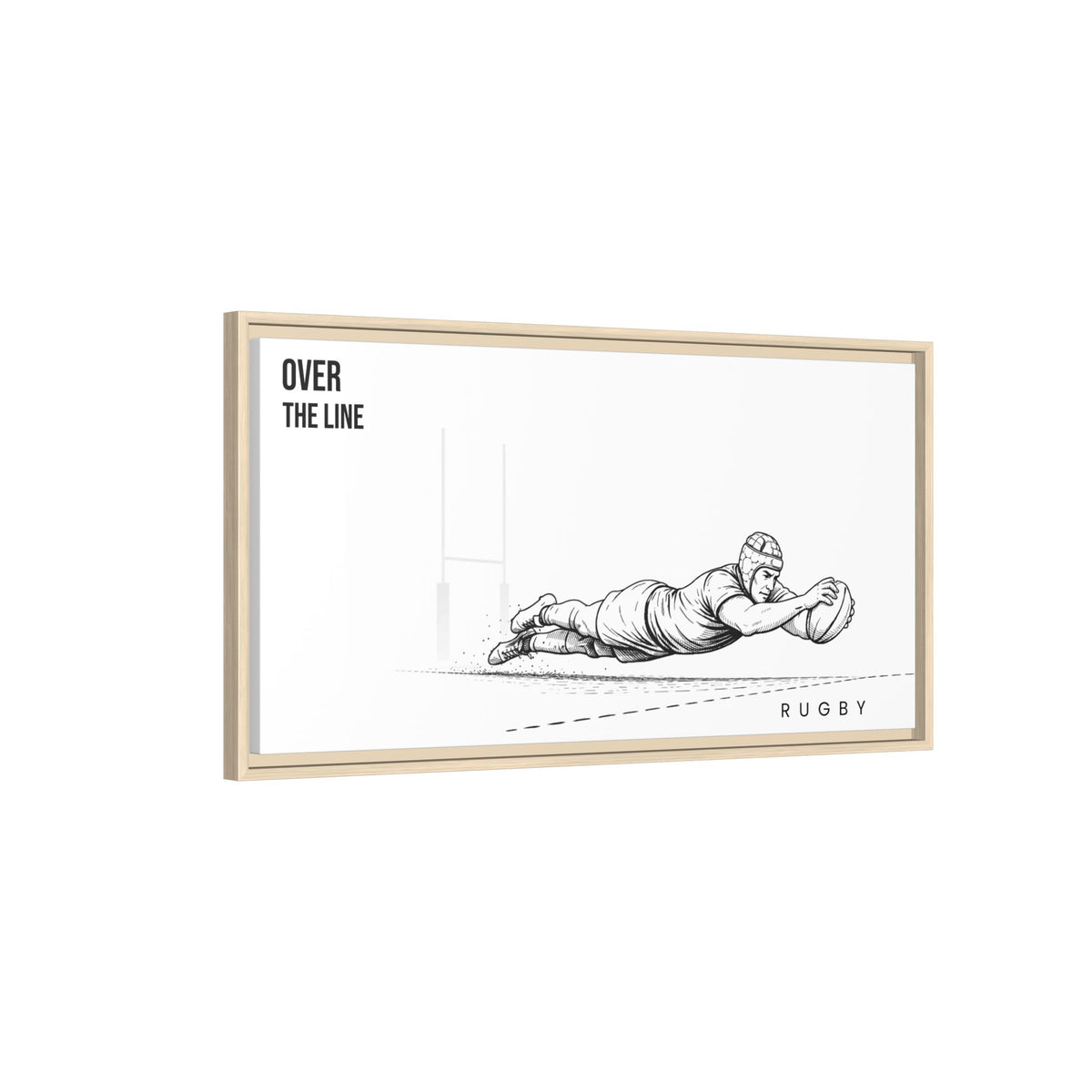 Print, Rugby Try, "Over The Line"  Matte Canvas Framed Wall Art
