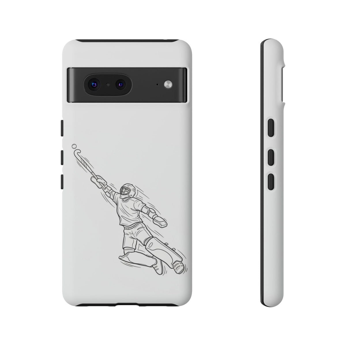 Hockey Goalkeeper Sketch Phone Case — Minimalist Sports Protective Cover