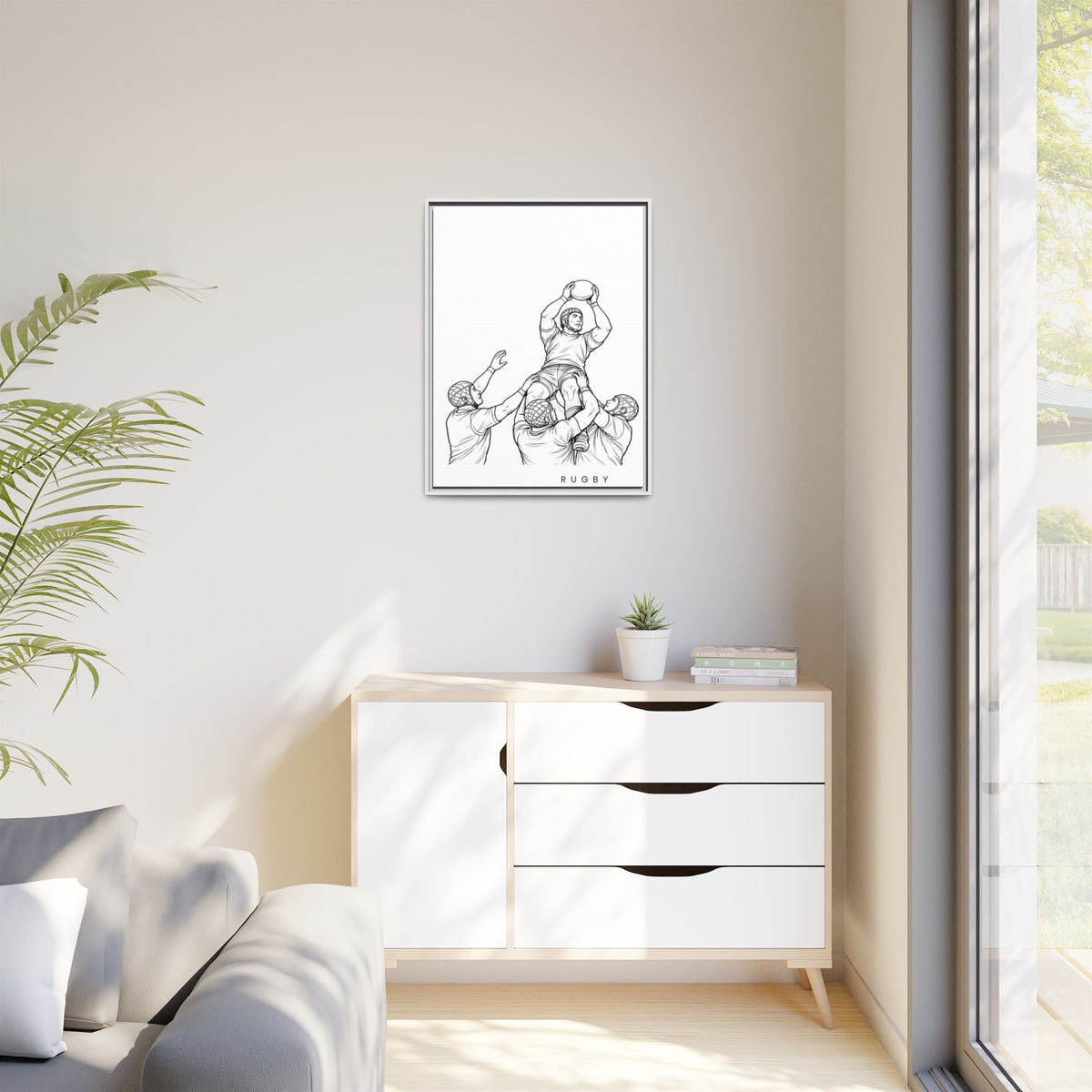 Print, Rugby Line-Out, Matte Canvas Print Framed Art