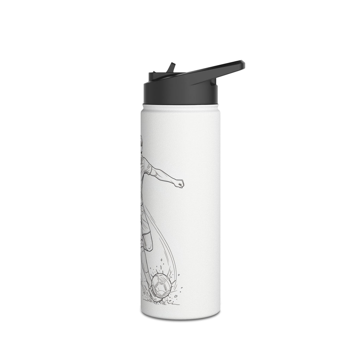 Water Bottle, Football shot Minimalist Sketch, Stainless Steel