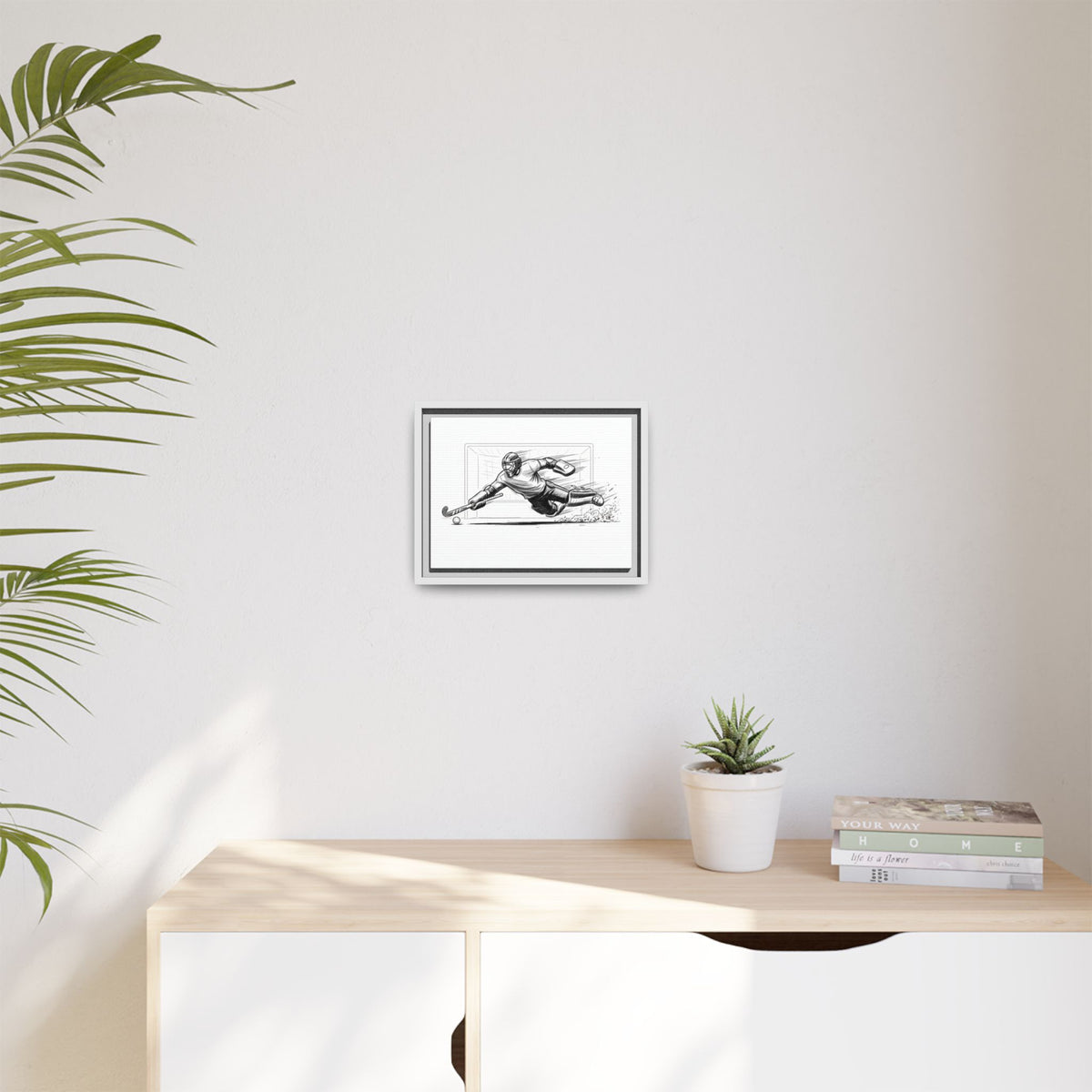 Print, Field Hockey Goalie Sketch, Matte Canvas Framed Wall Art