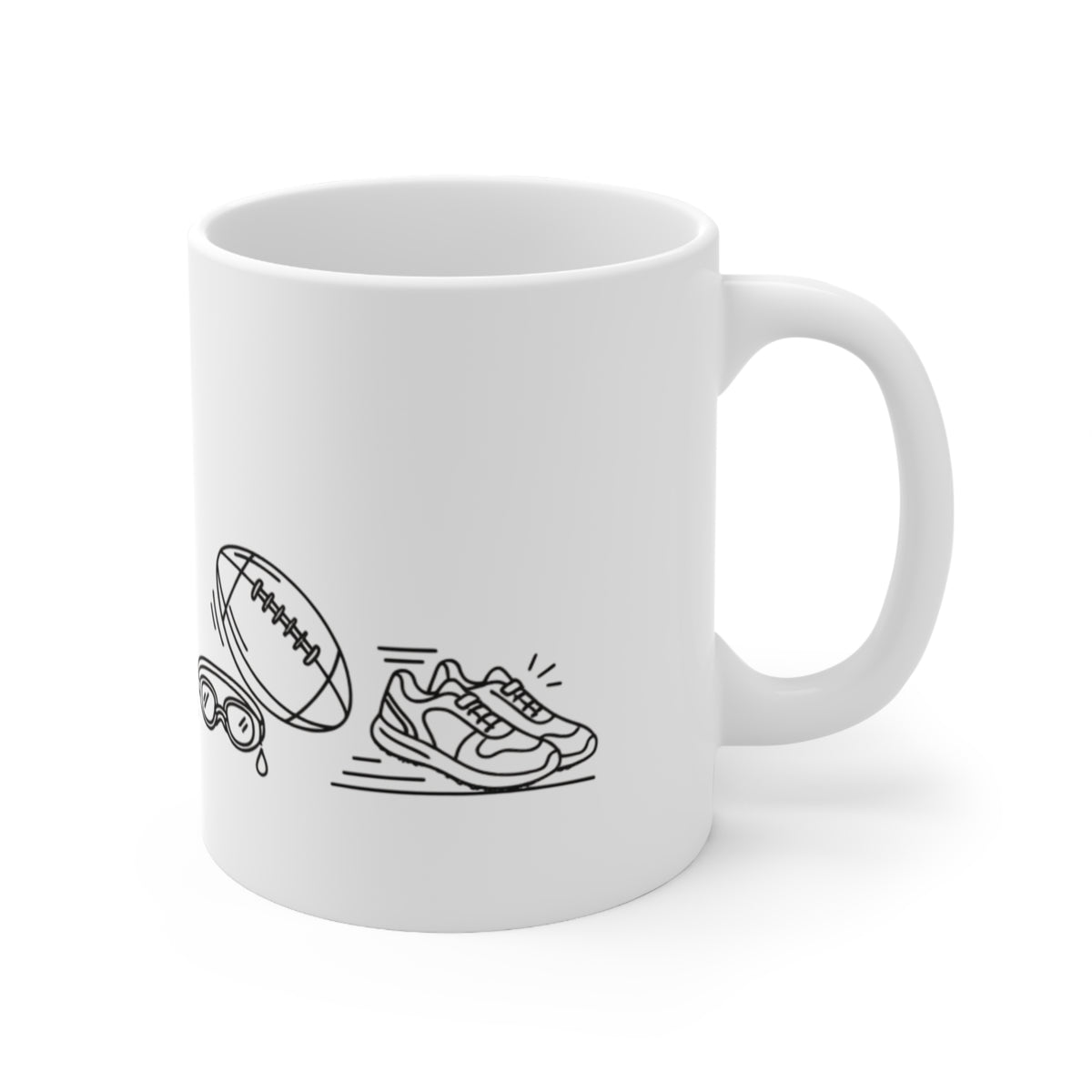 Mug, Youth Sports Minimalist Line Art design, Hockey, Cricket, Football, Rugby, Run & Swim Gear, 325ml / 11oz or 440ml / 15oz