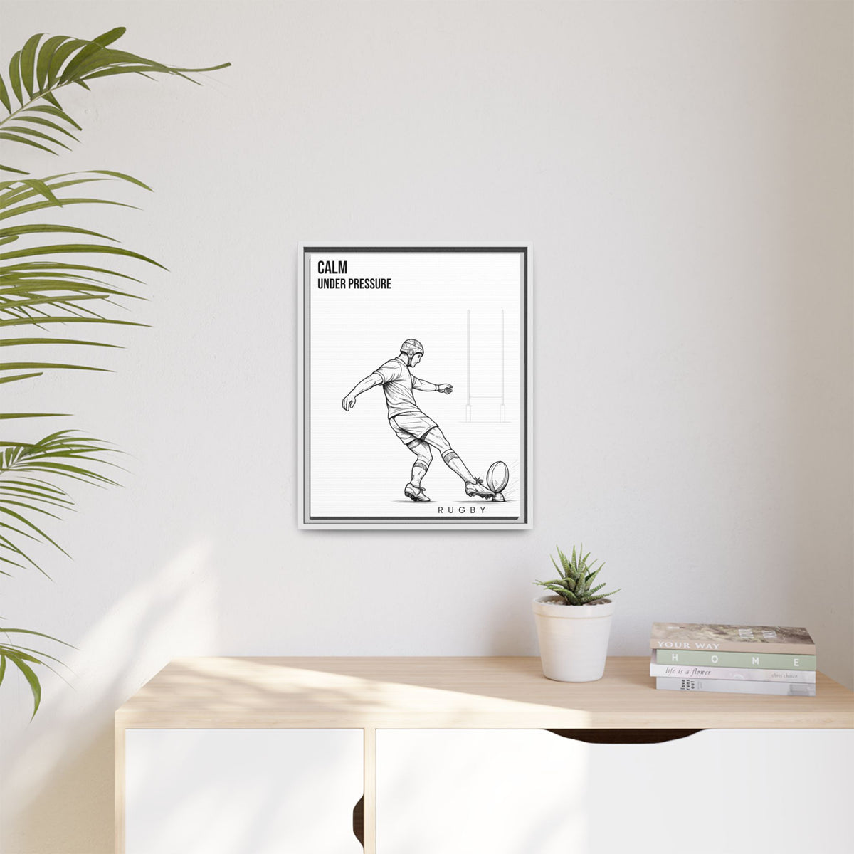 Print, Rugby Conversion Kick - Calm Under Pressure, Matte Canvas Print Framed Art