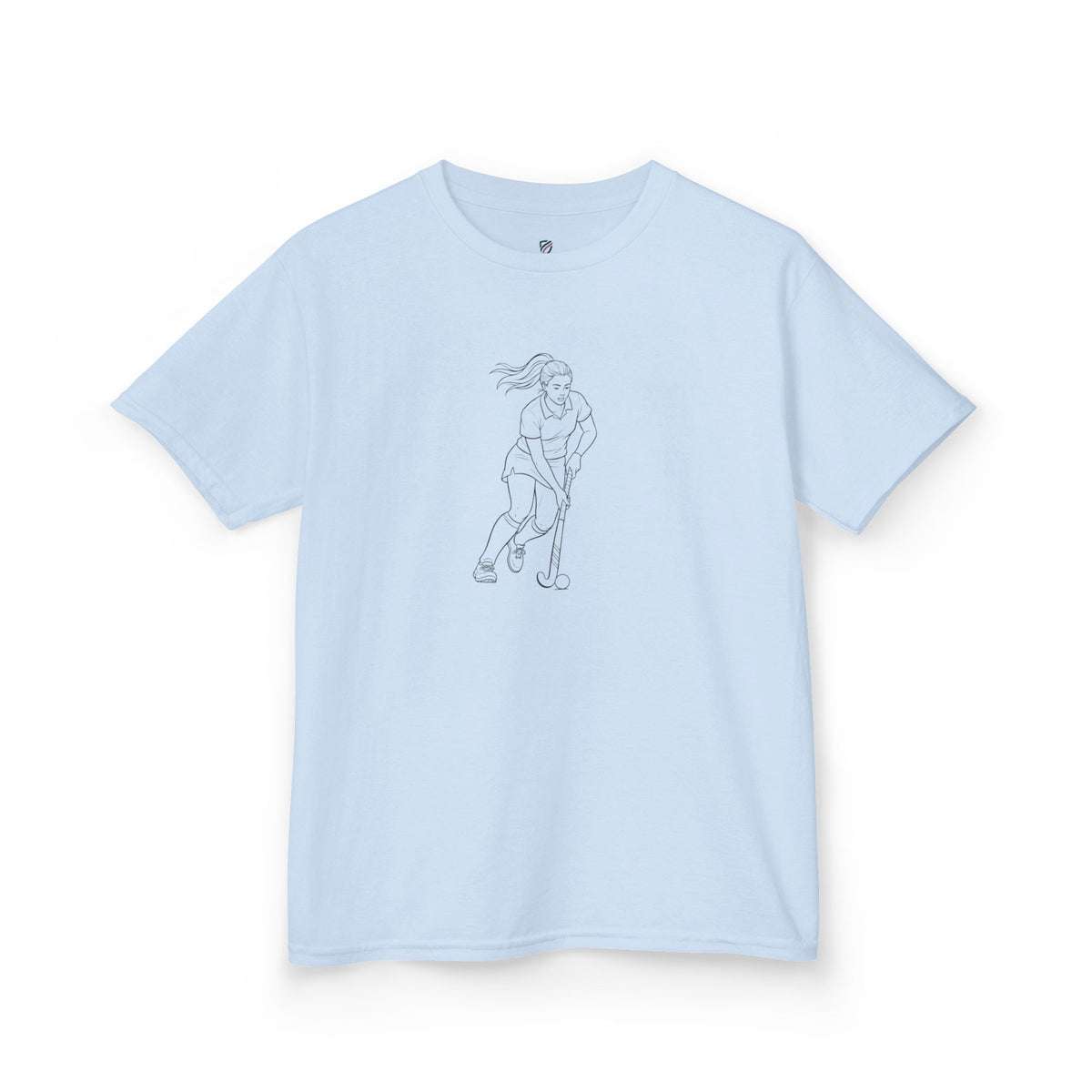 T Shirt Kids, Hockey female player minimalist sketch design, Cotton, Various Colours