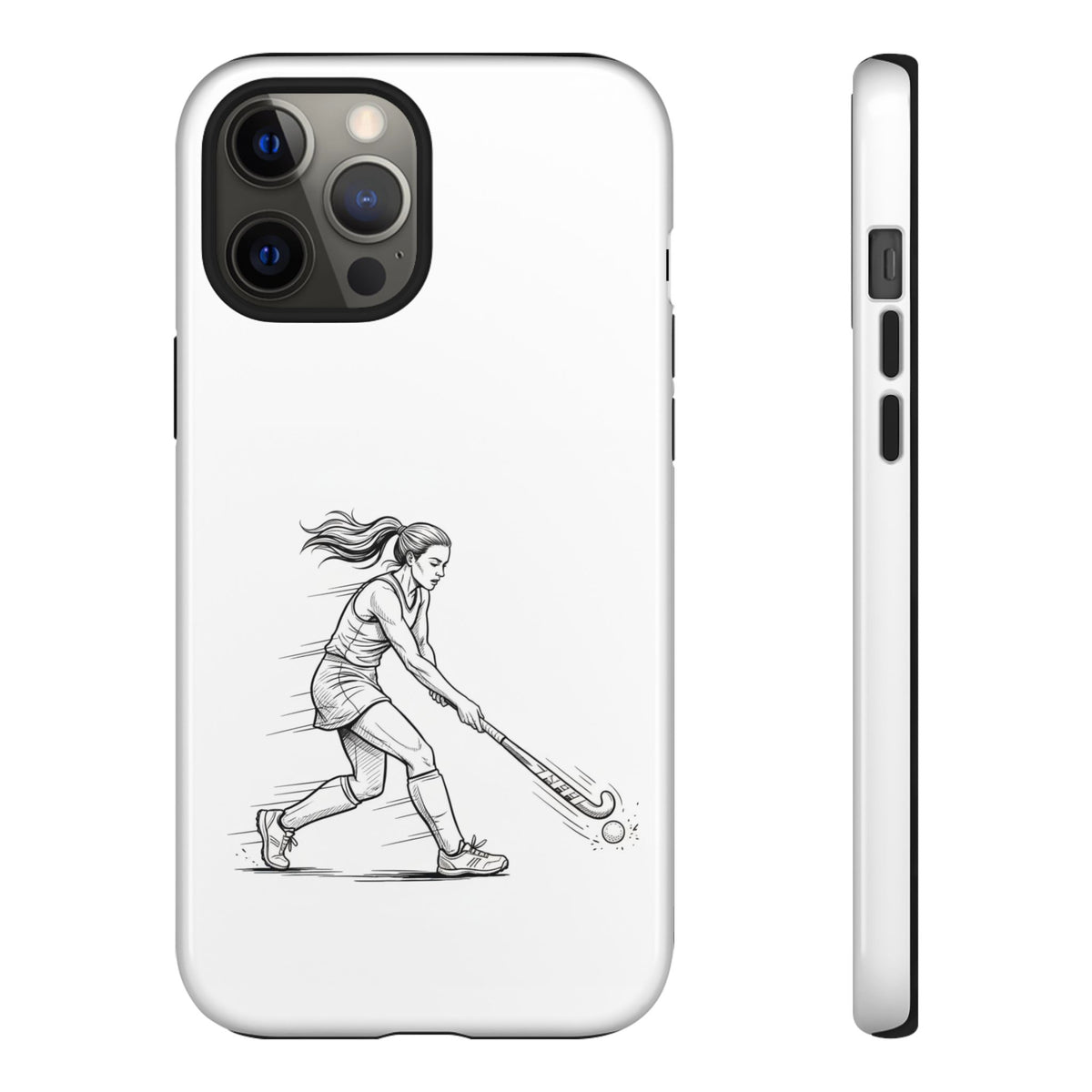 Phone Case, Hockey, Female  Player Minimalist sketch design, Tough Case