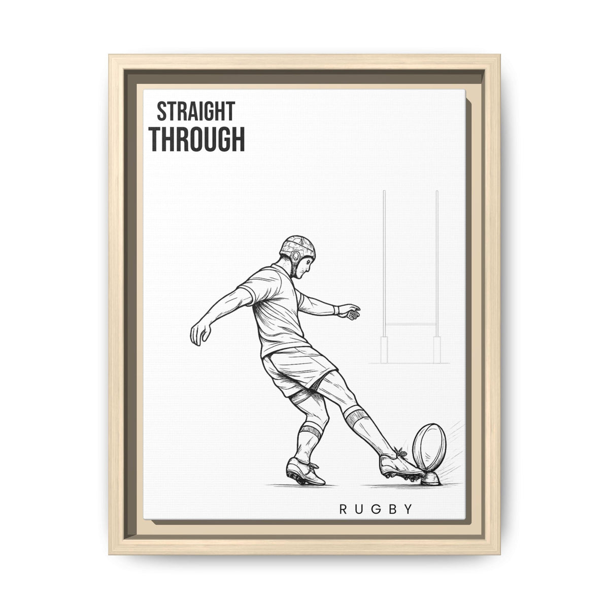 Print, Rugby Conversion Kick - Straight Through, Matte Canvas Print Framed Art