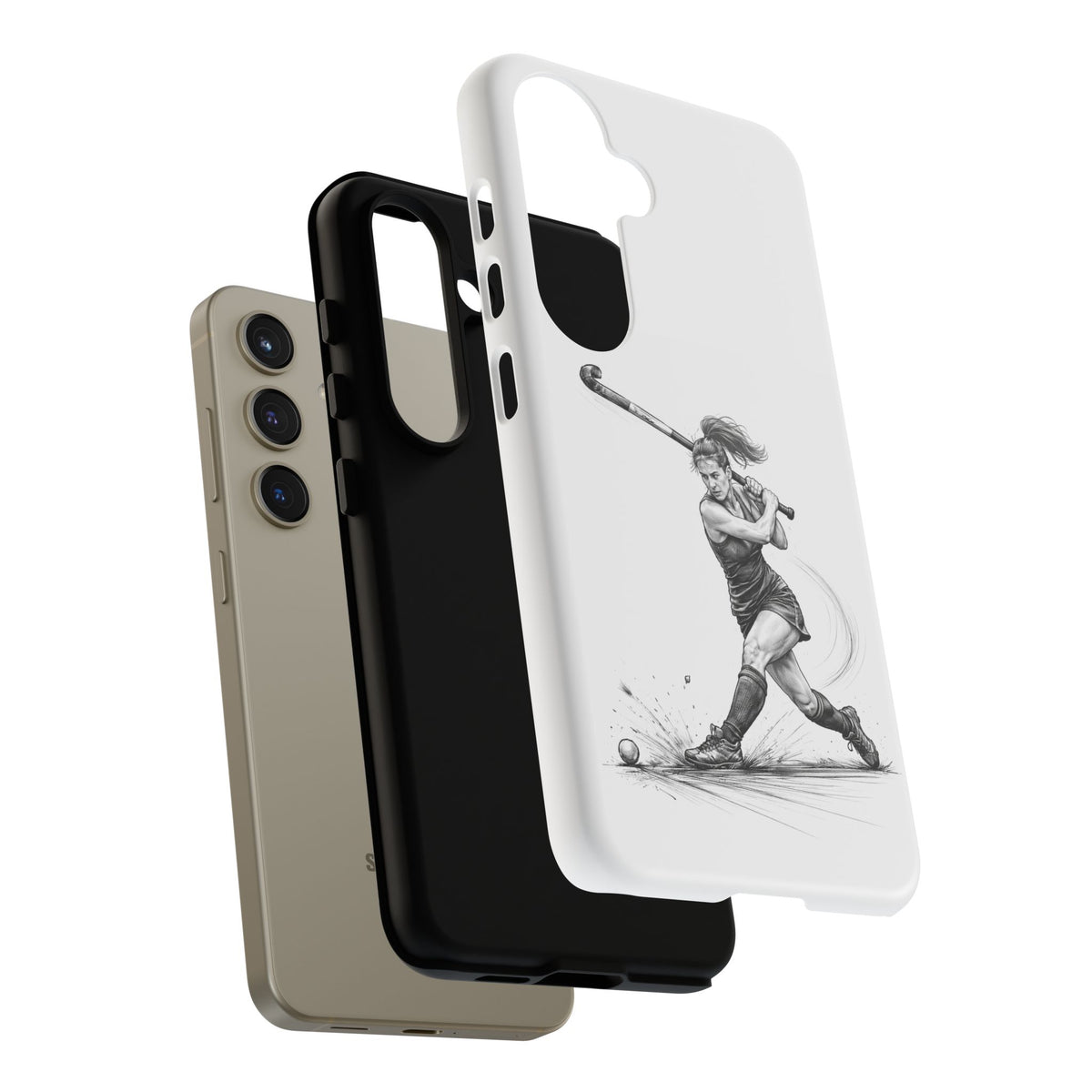 Phone Case, Hockey, Female Player "Tomahawk" shot design, Tough Case