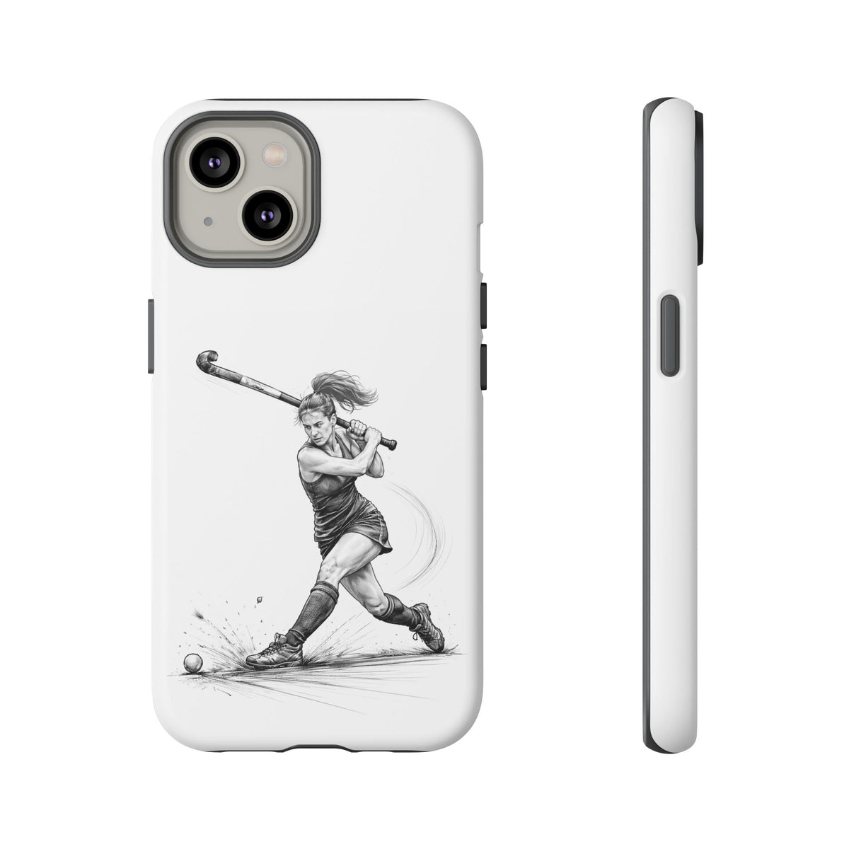 Phone Case, Hockey, Female Player "Tomahawk" shot design, Tough Case