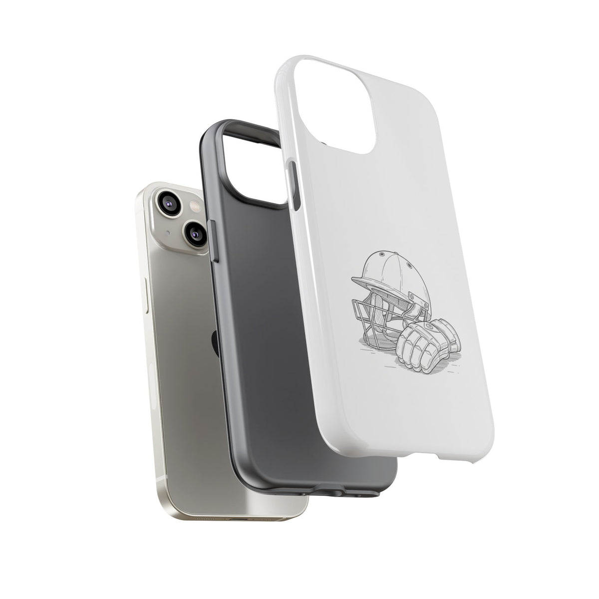 Phone Case, Cricket Gloves & Helmet Sketch, Tough Case