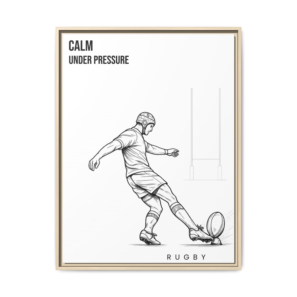 Print, Rugby Conversion Kick - Calm Under Pressure, Matte Canvas Print Framed Art