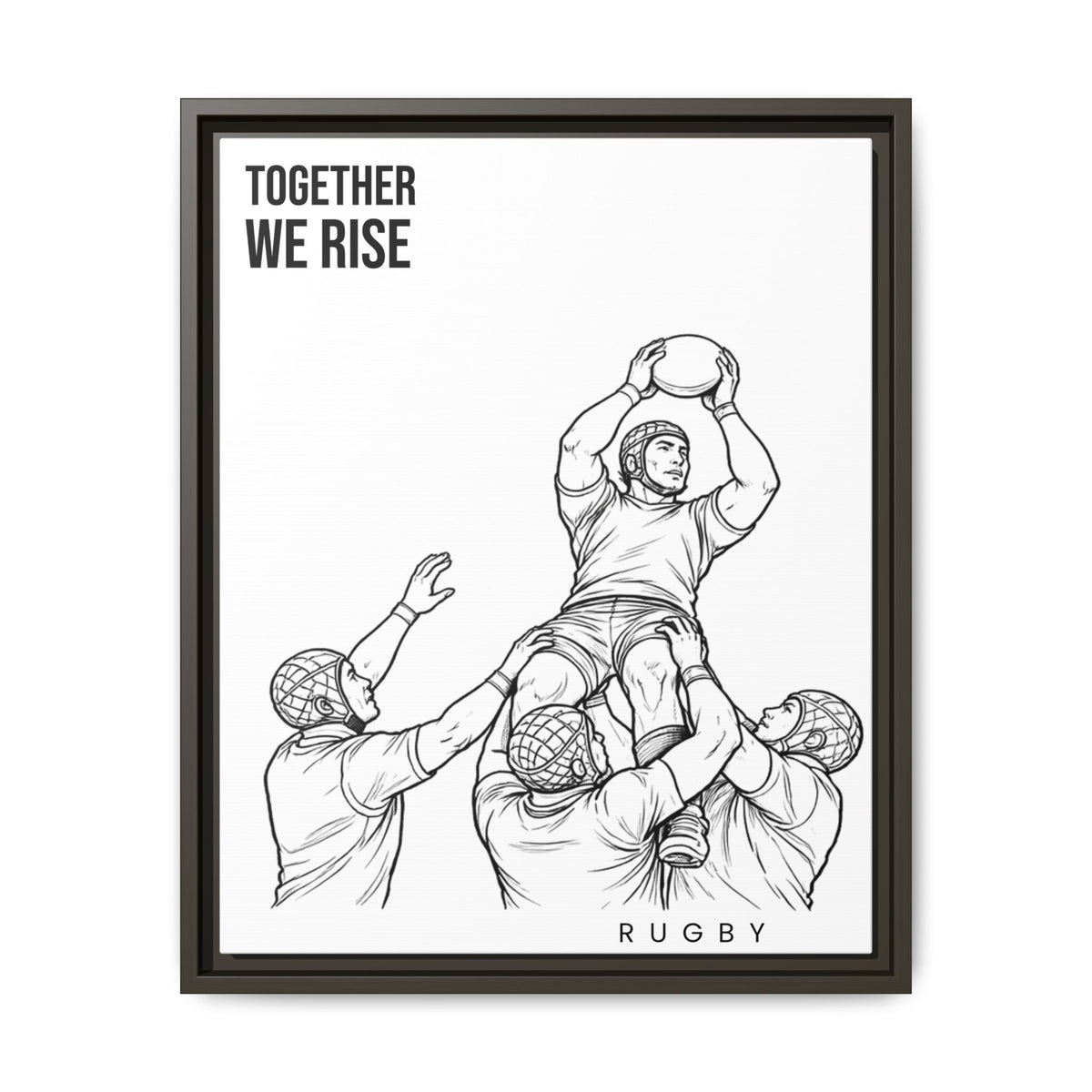 Print, Rugby Line-Out Together We Rise , Matte Canvas Print Framed Art