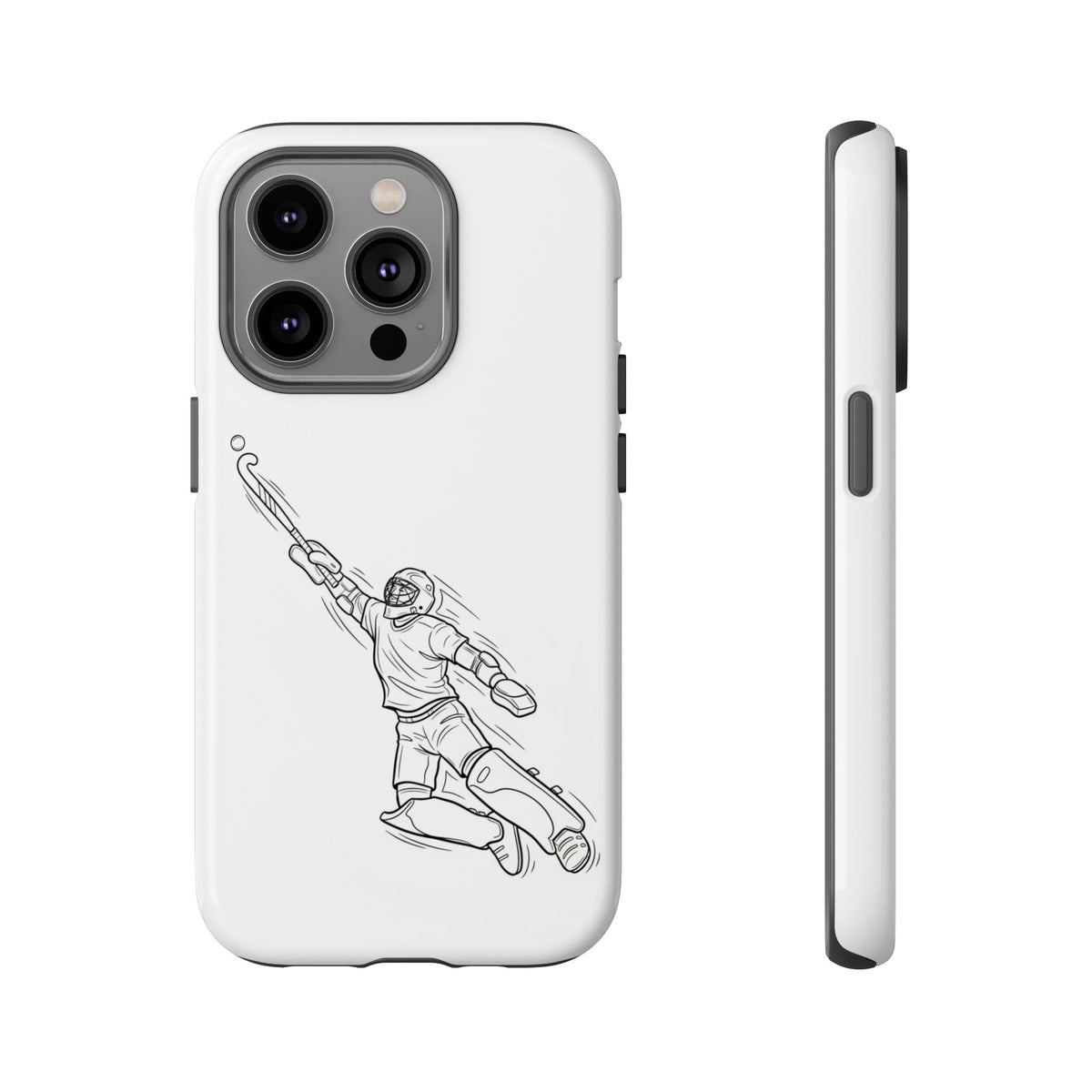 Hockey Goalkeeper Sketch Phone Case — Minimalist Sports Protective Cover